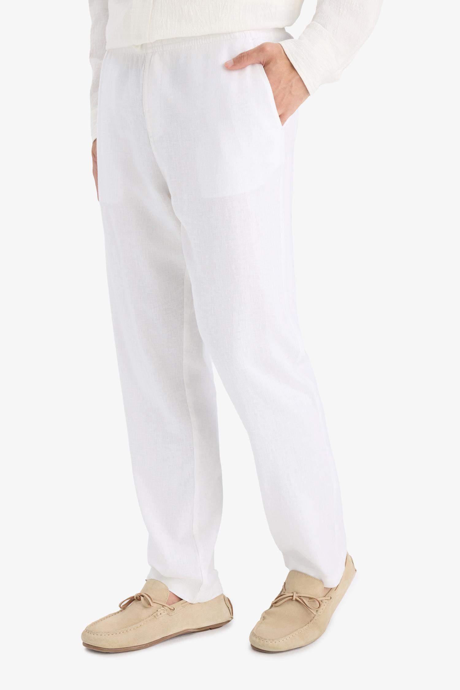 Брюки Relax Fit с конусным кроем и льняной смесью, легкие, летние