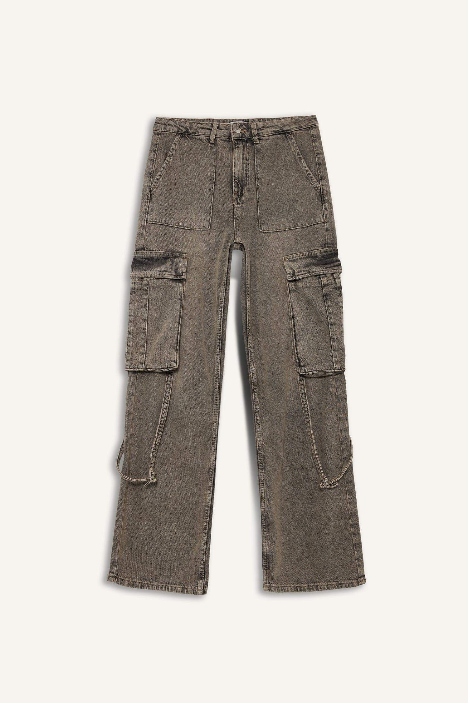 Wide Leg Cargo High Waist Long Jeans