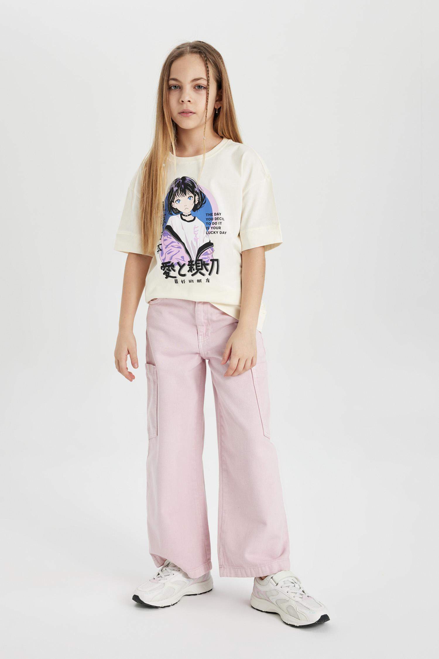 Girl Oversize Fit Printed Short Sleeve T-Shirt