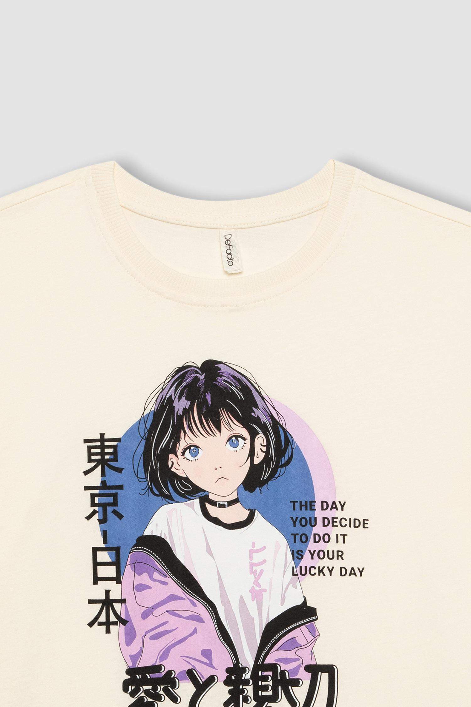 Girl Oversize Fit Printed Short Sleeve T-Shirt