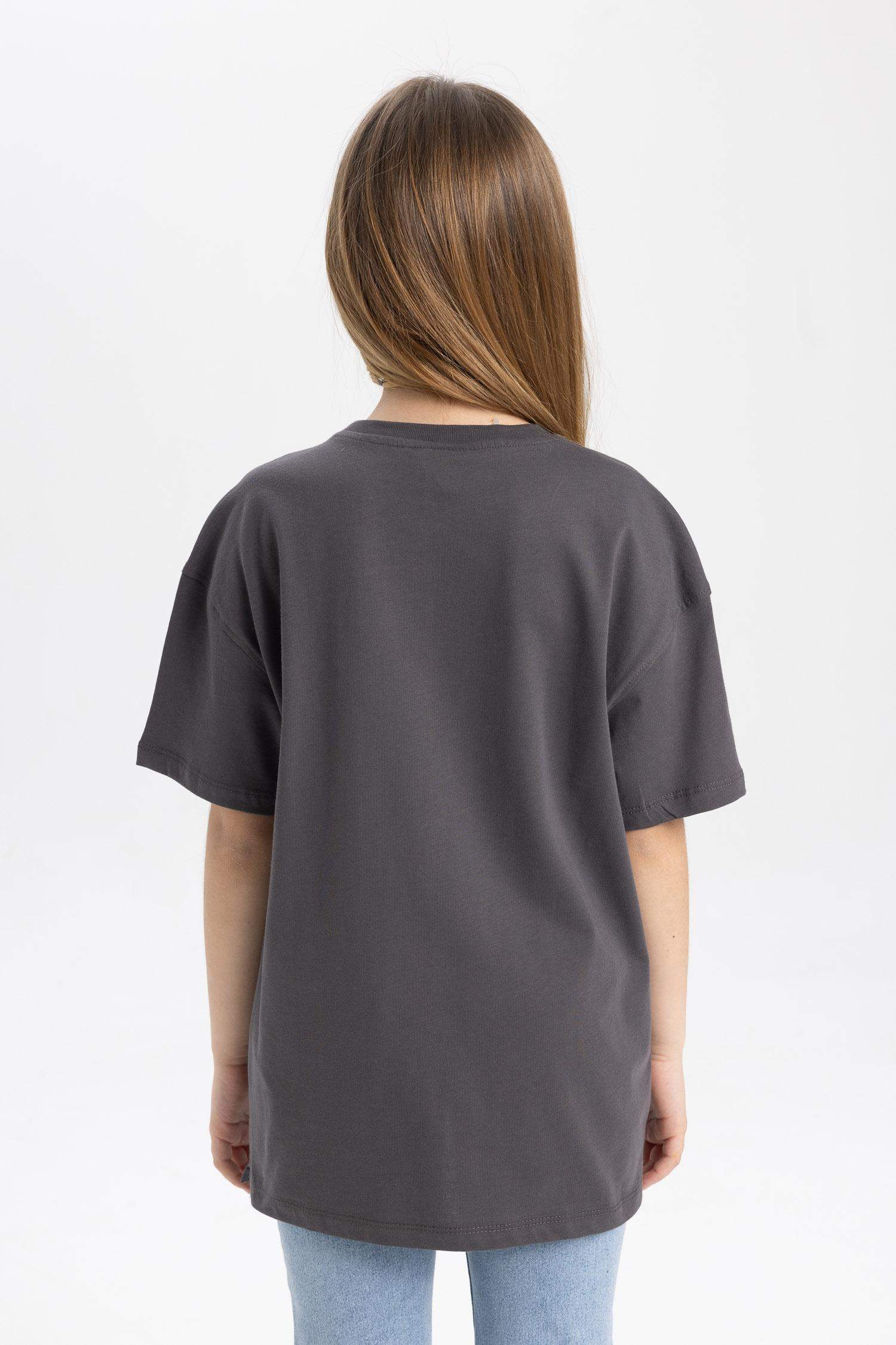 Hatsune Miku Oversize Geniş Kalıp Bisiklet Yaka Kısa Kollu Tişört Kız Çocuk