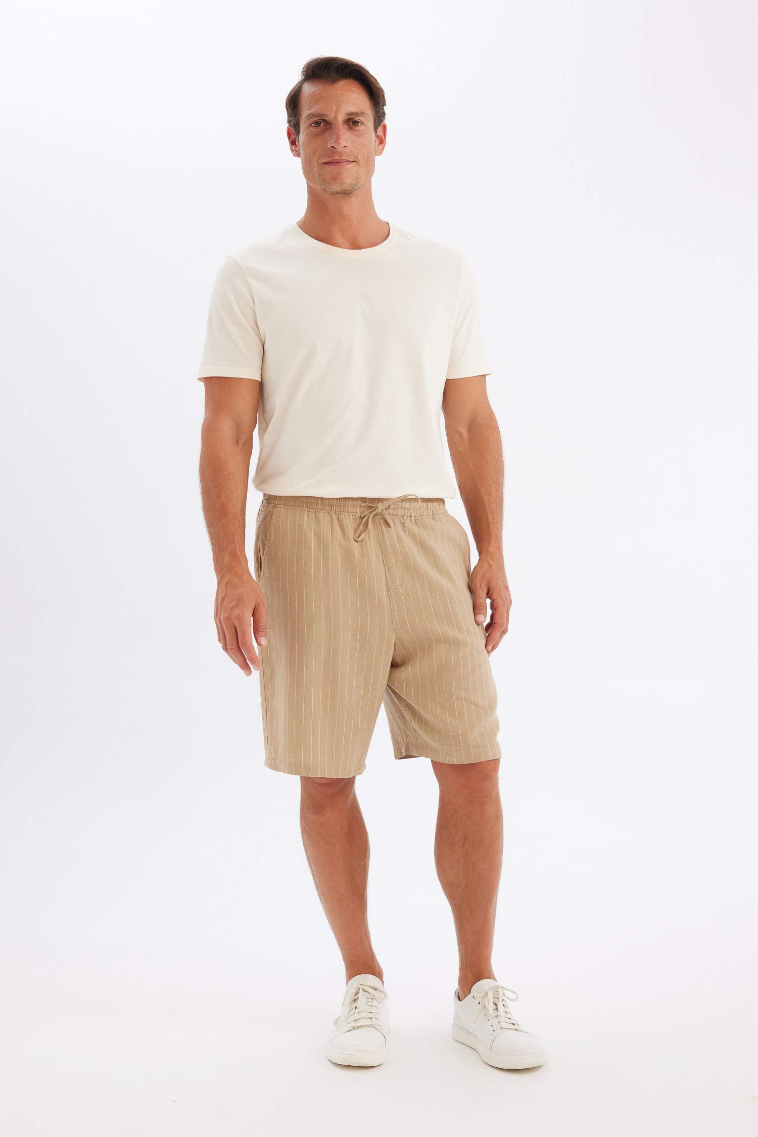 Relax Fit Linen Blend Bermuda Shorts