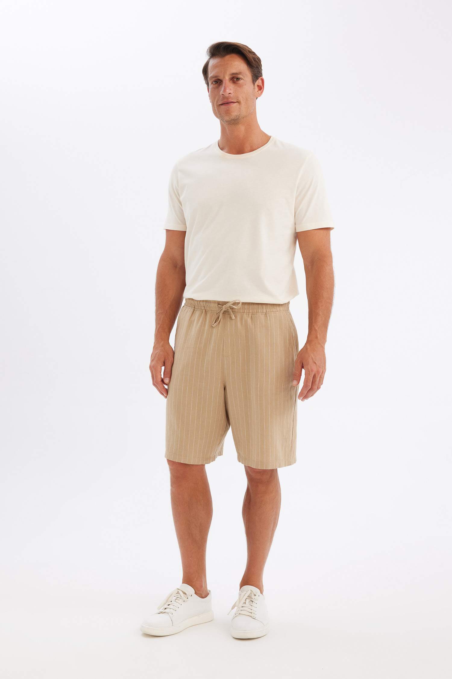 Relax Fit Linen Blend Bermuda Shorts
