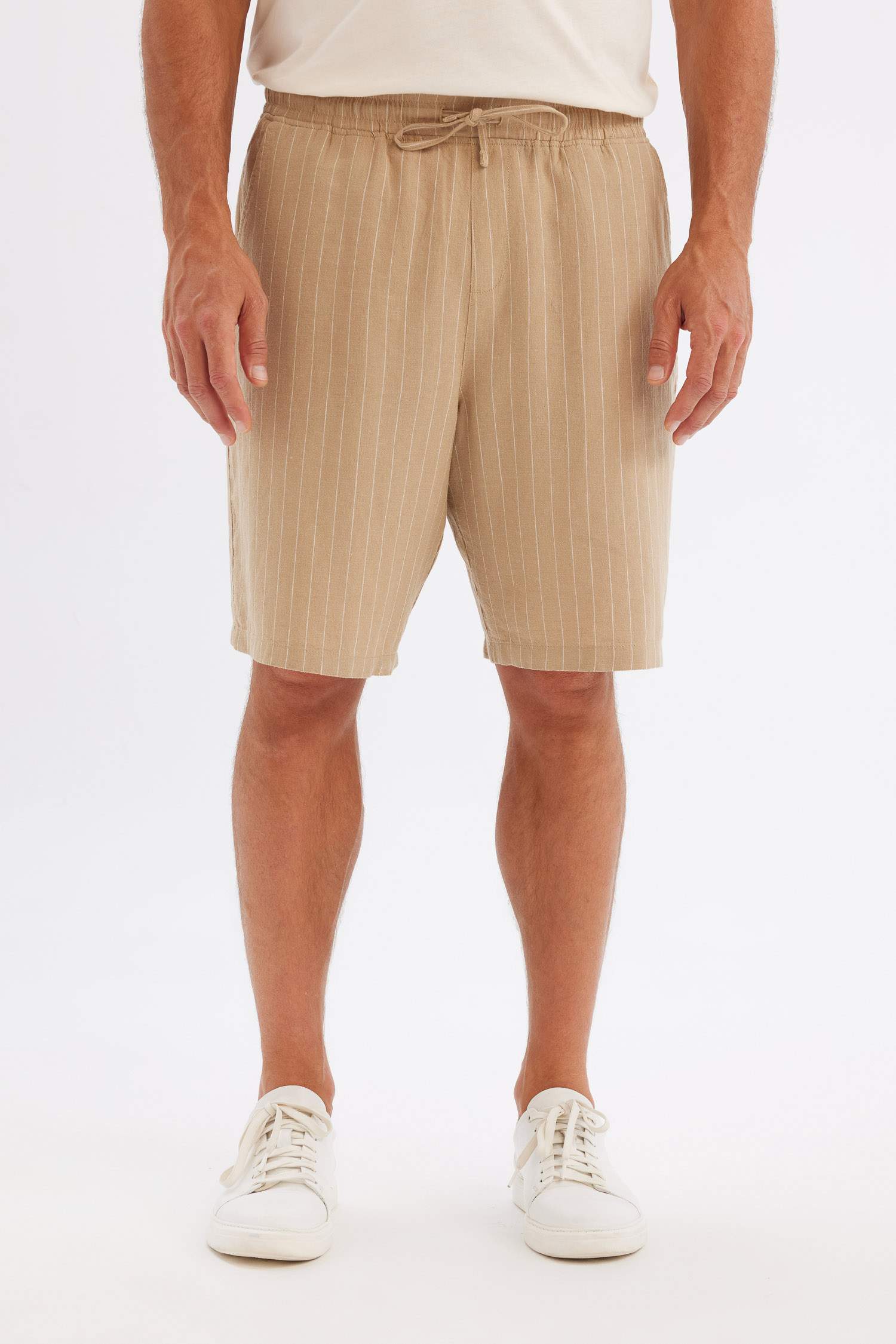 Relax Fit Linen Blend Bermuda Shorts
