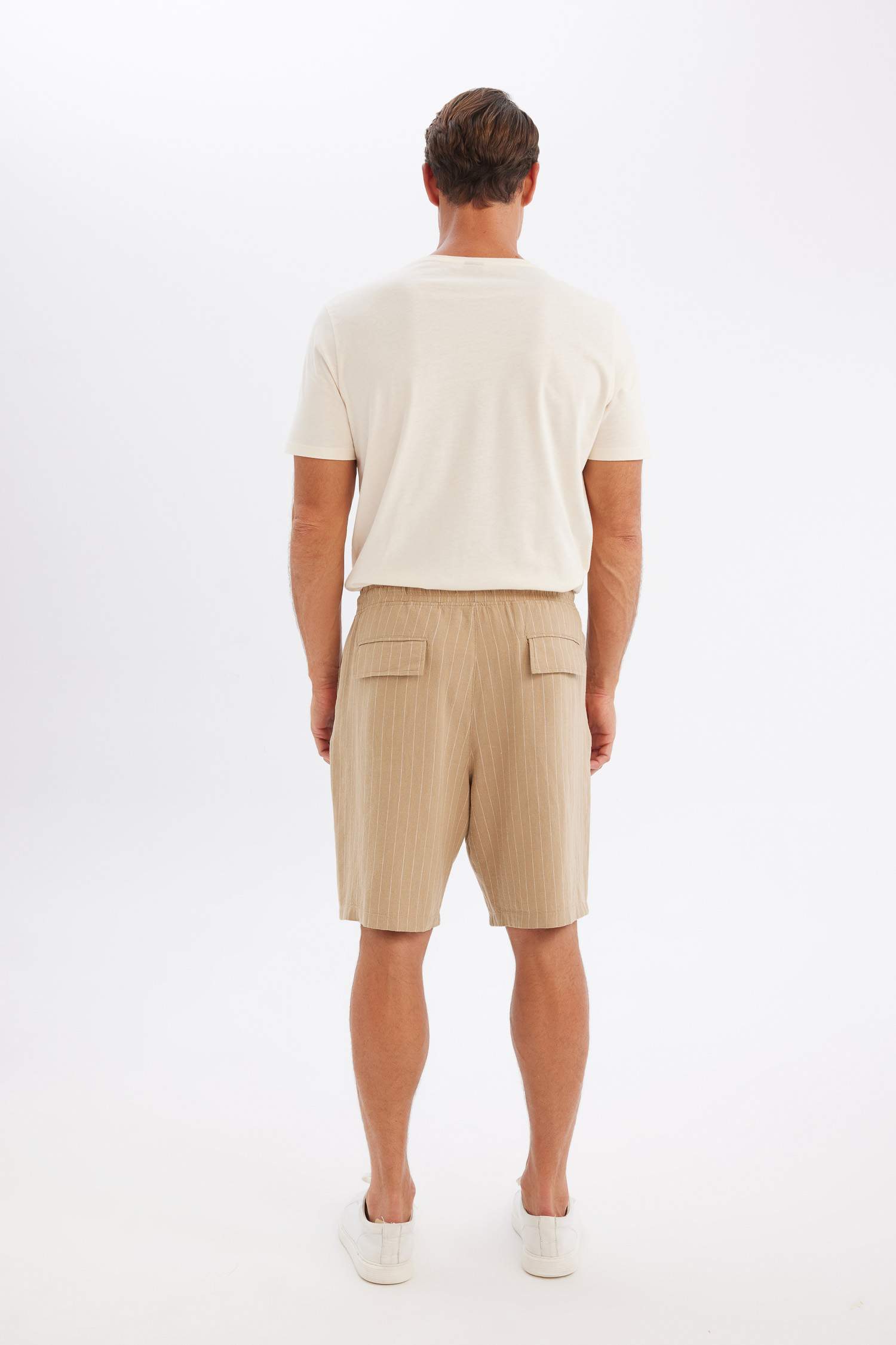 Relax Fit Linen Blend Bermuda Shorts