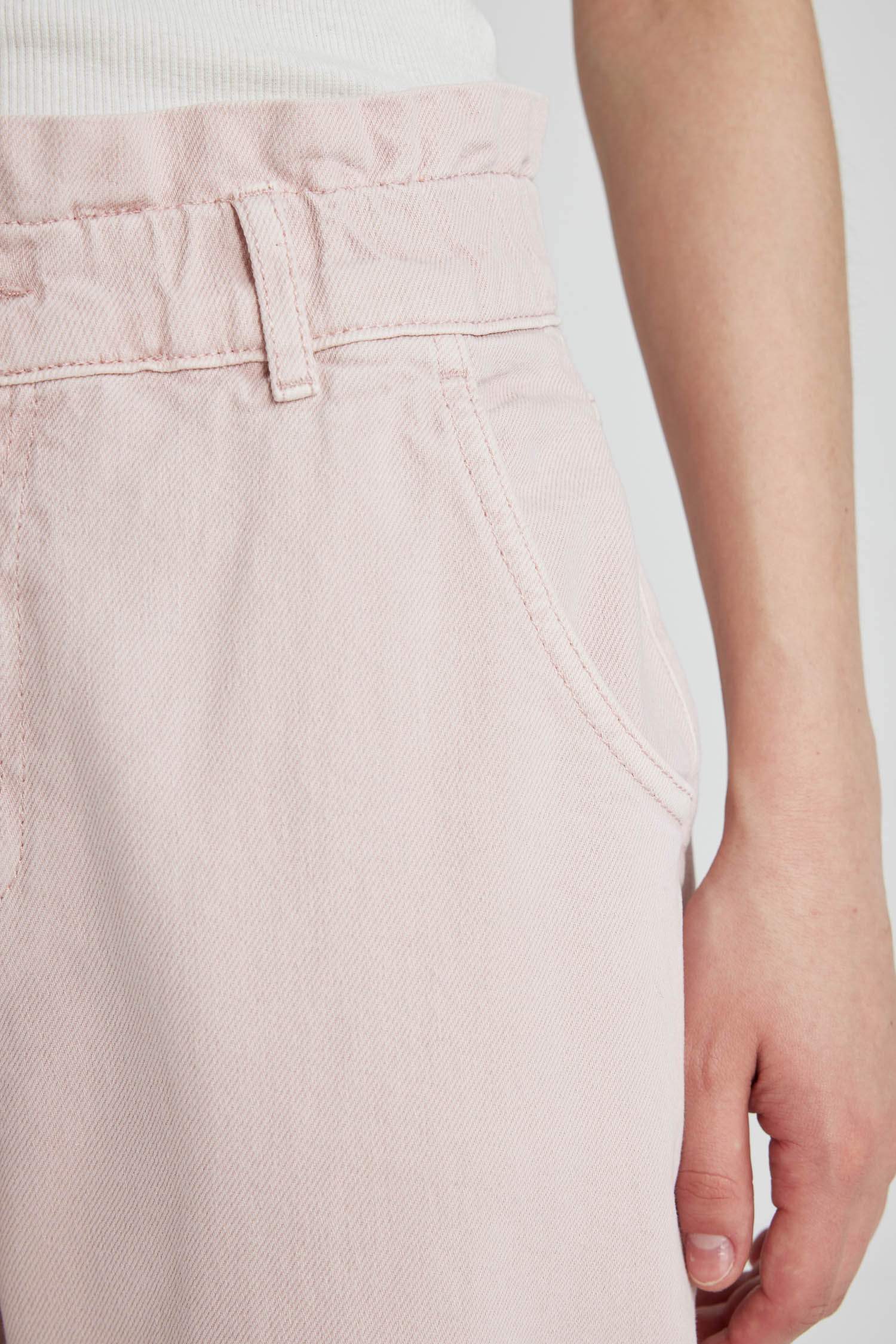 Paperbag Yüksek Bel Rahat Kesim Hafif Düz Paça Bilek Boy Jean Pantolon