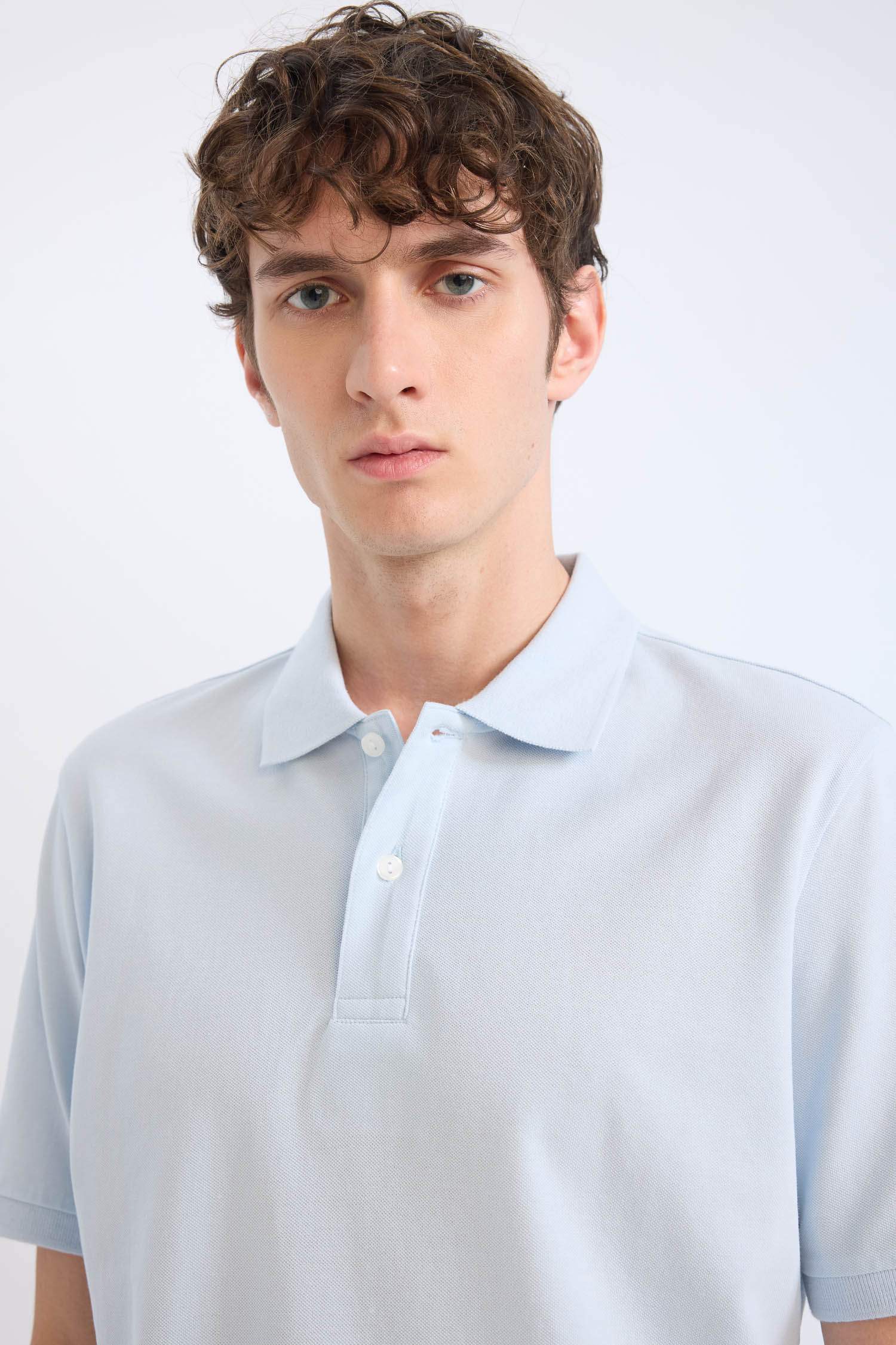 %100 Pamuk Regular Fit Polo Yaka Kısa Kollu Basic Düz Pike Kumaş Tişört