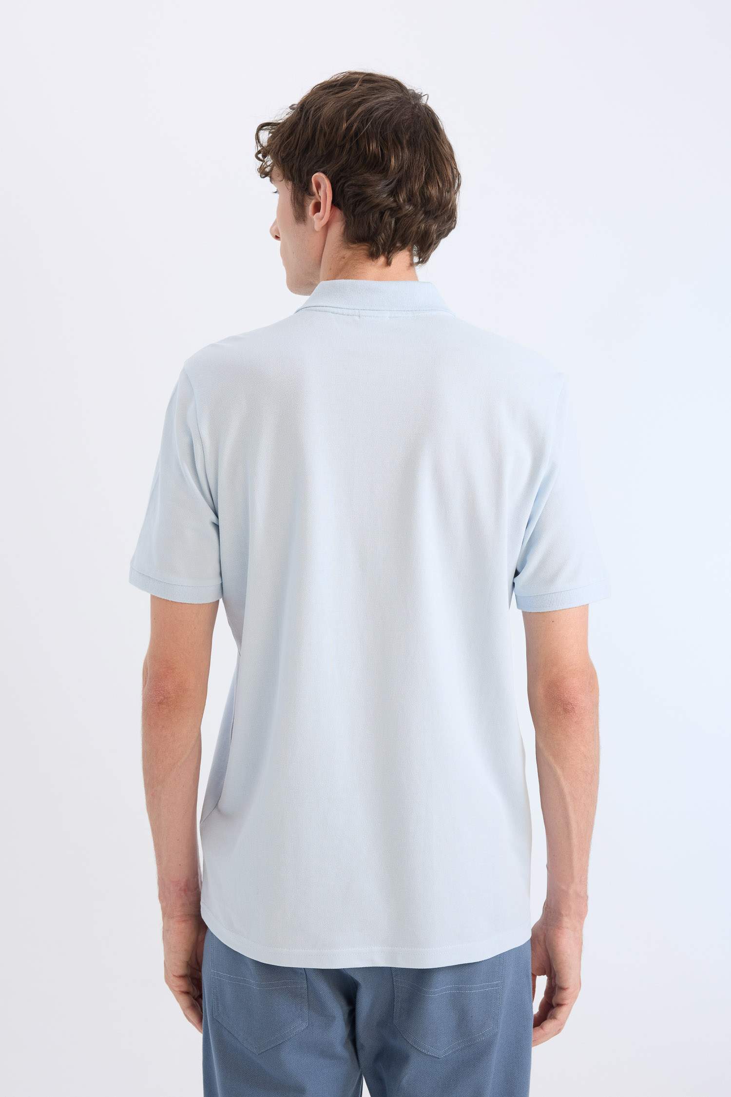 %100 Pamuk Regular Fit Polo Yaka Kısa Kollu Basic Düz Pike Kumaş Tişört