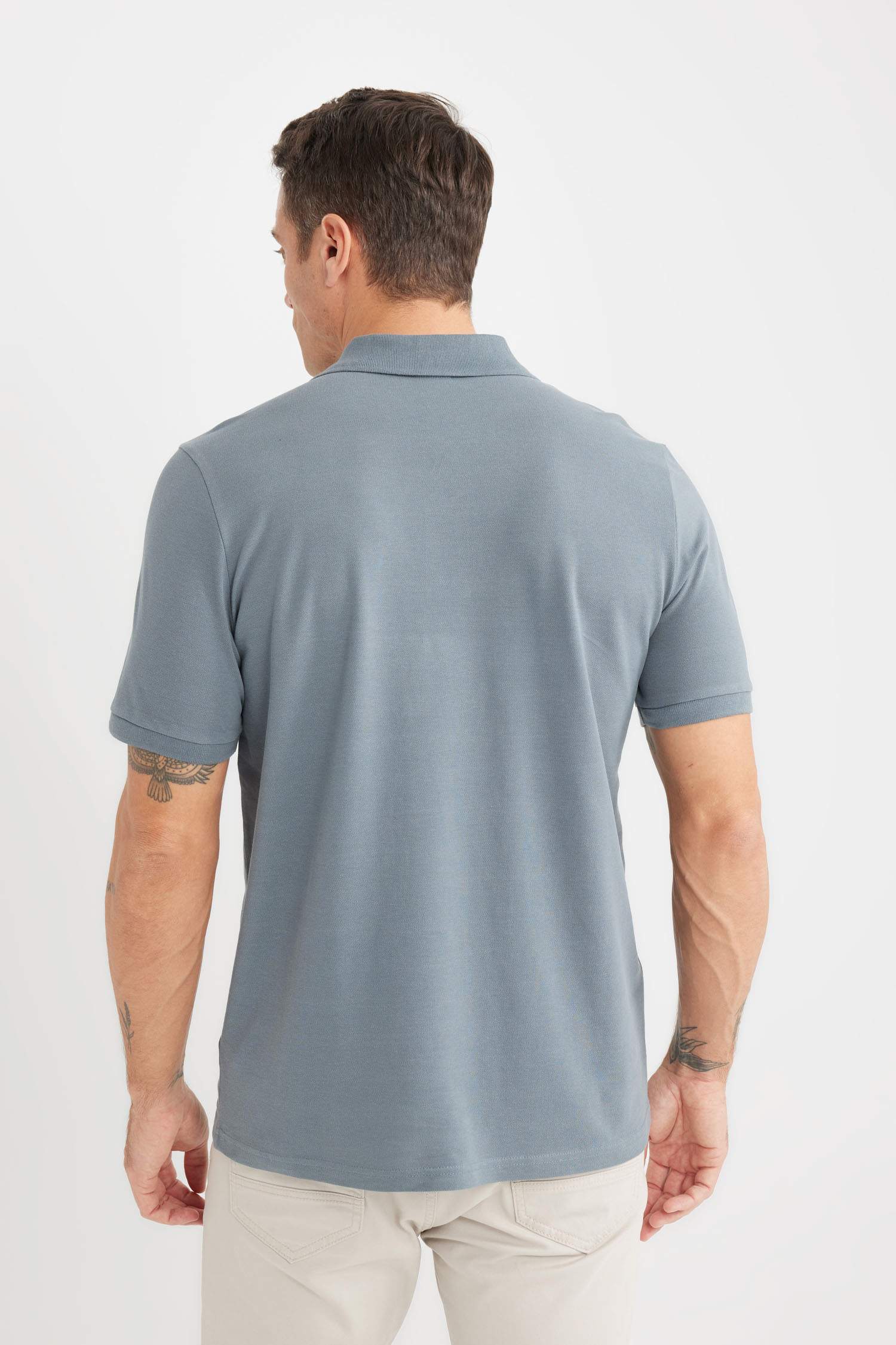 %100 Pamuk Regular Fit Polo Yaka Kısa Kollu Basic Düz Pike Kumaş Tişört