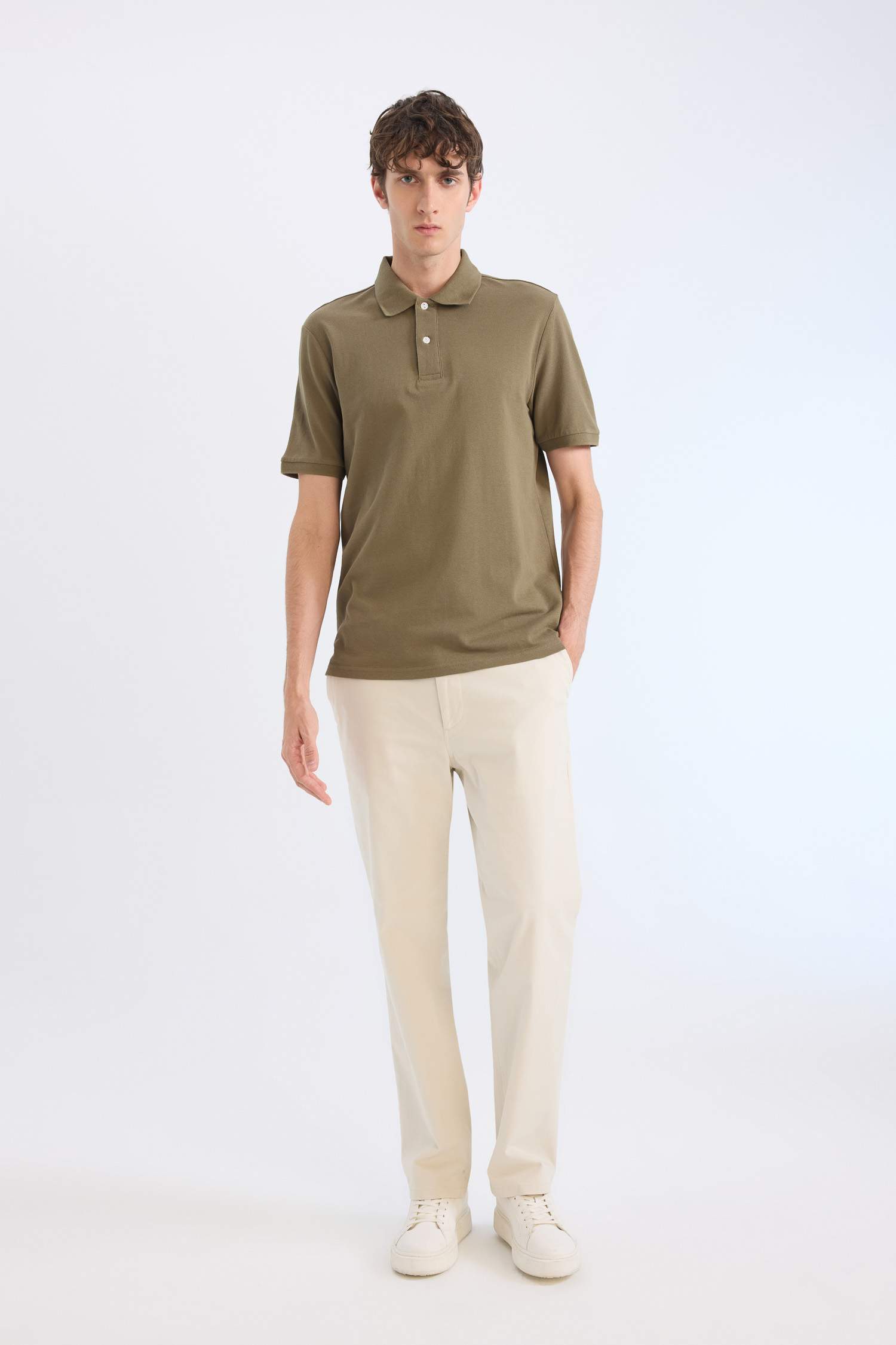 %100 Pamuk Regular Fit Polo Yaka Kısa Kollu Basic Düz Pike Kumaş Tişört