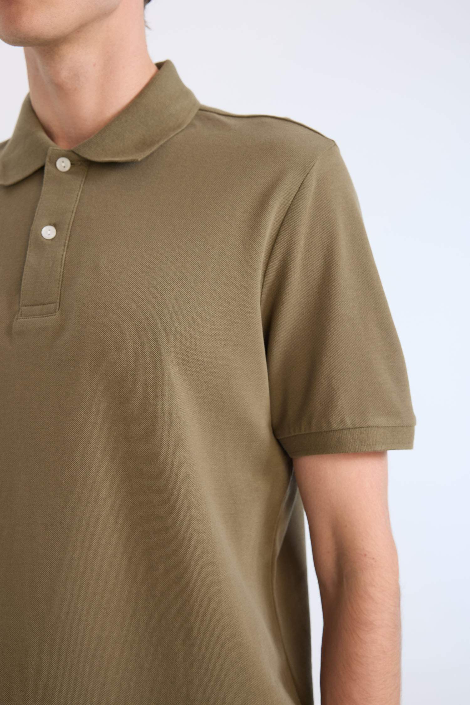 %100 Pamuk Regular Fit Polo Yaka Kısa Kollu Basic Düz Pike Kumaş Tişört