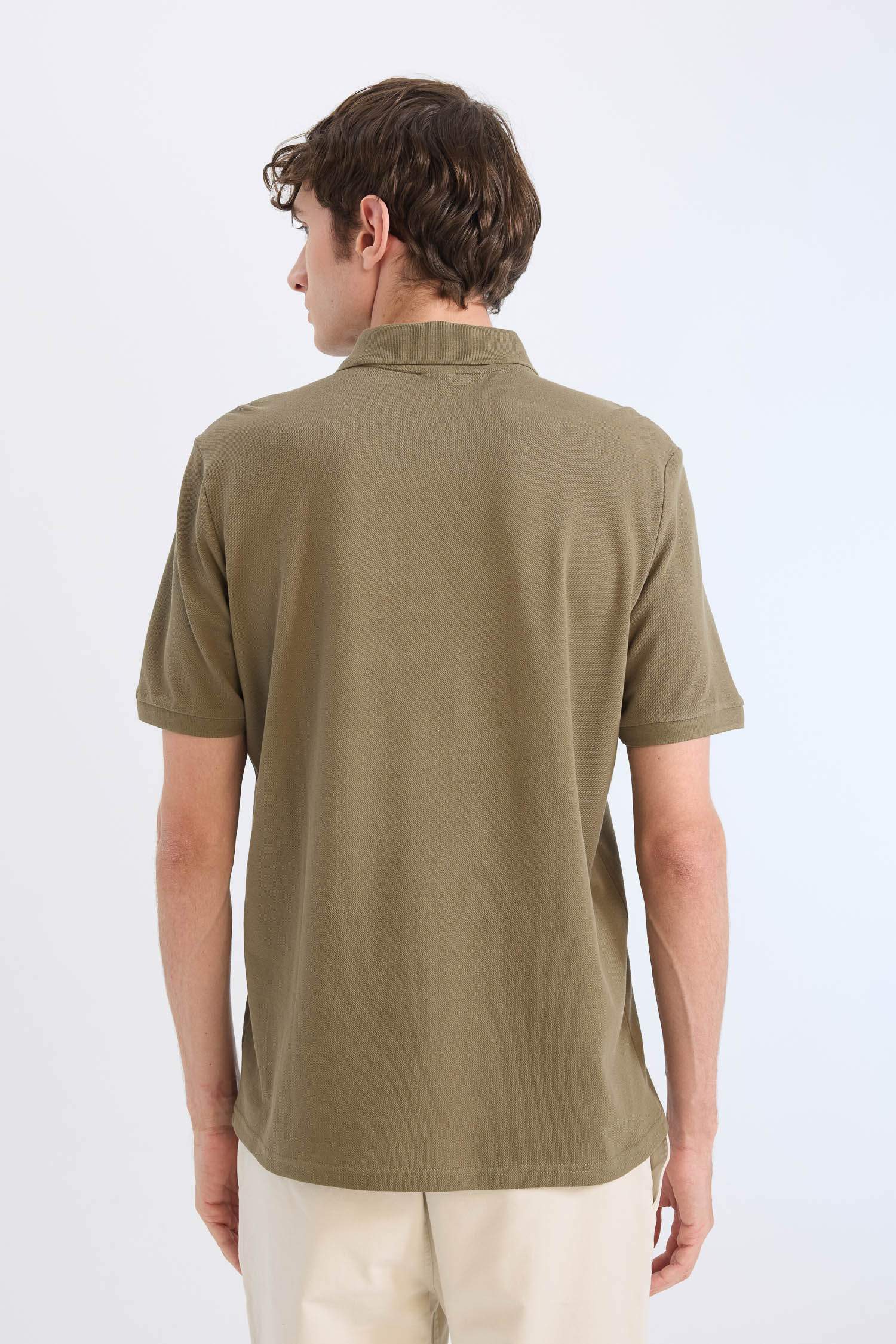 %100 Pamuk Regular Fit Polo Yaka Kısa Kollu Basic Düz Pike Kumaş Tişört