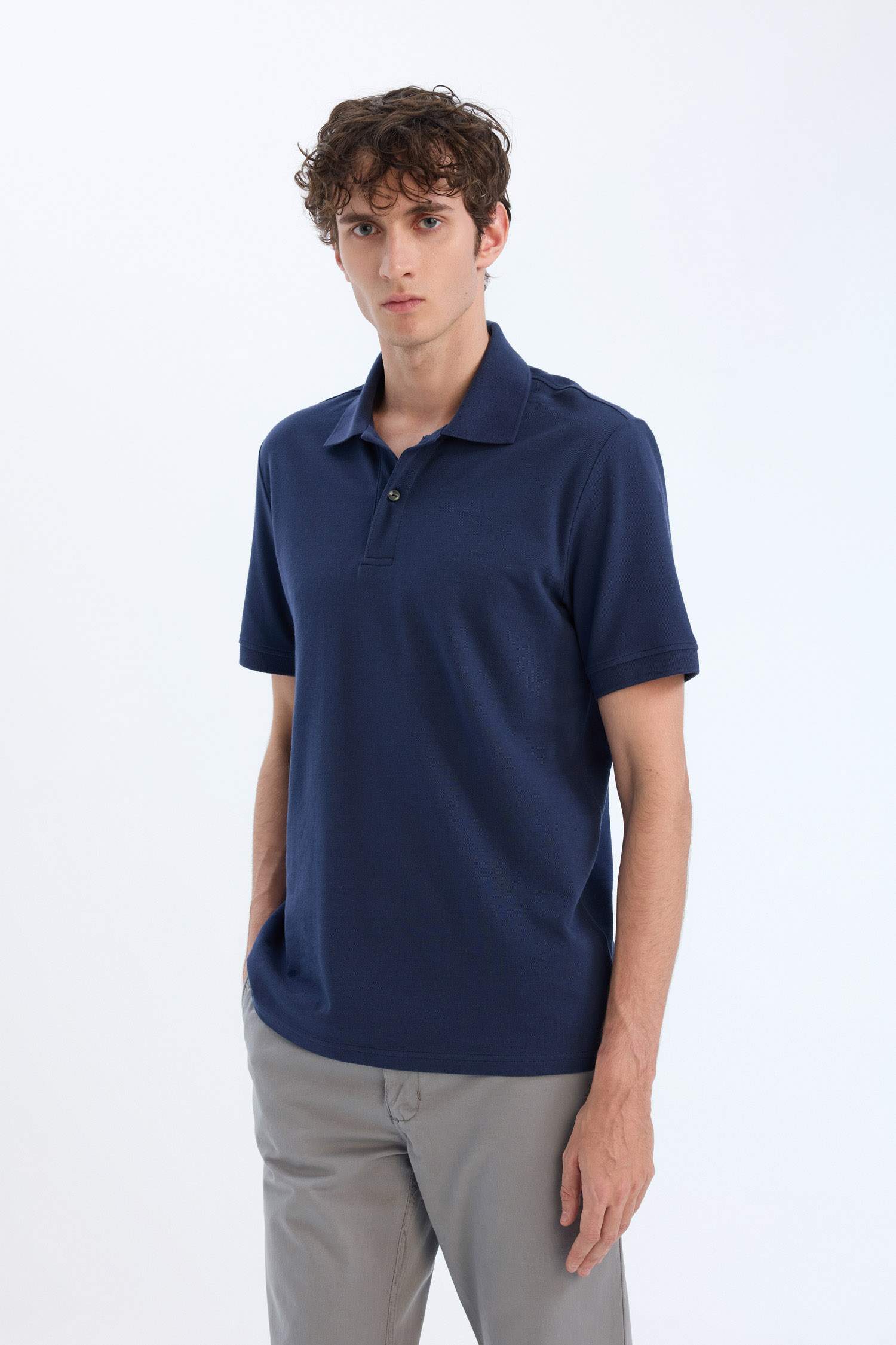 %100 Pamuk Regular Fit Polo Yaka Kısa Kollu Basic Düz Pike Kumaş Tişört