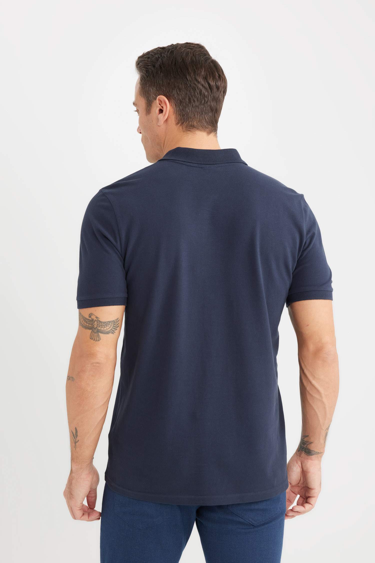 %100 Pamuk Regular Fit Polo Yaka Kısa Kollu Basic Düz Pike Kumaş Tişört