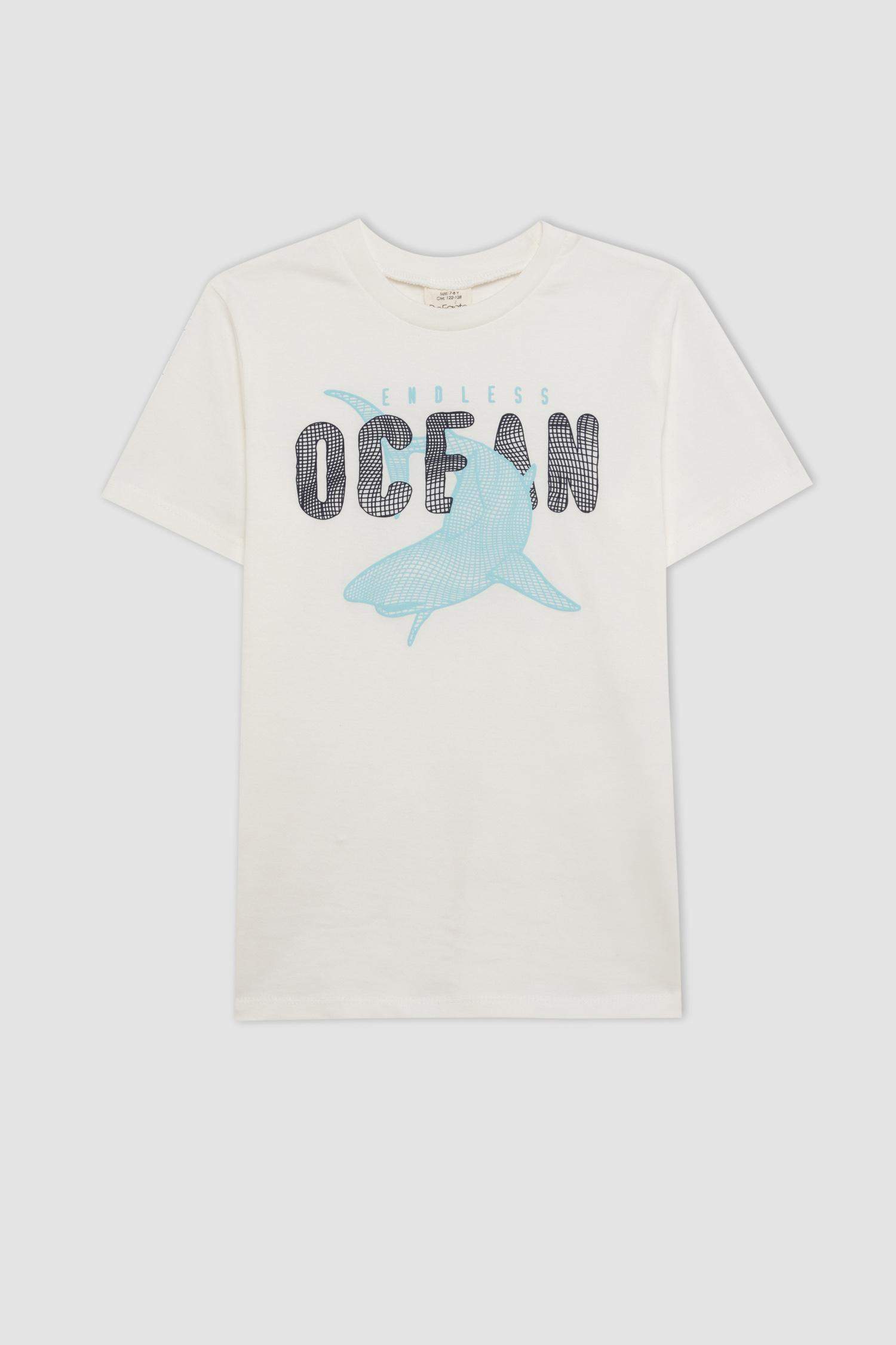 Erkek Çocuk 2'li Takım Baskılı Kısa Kollu Tişört Deniz Şortu