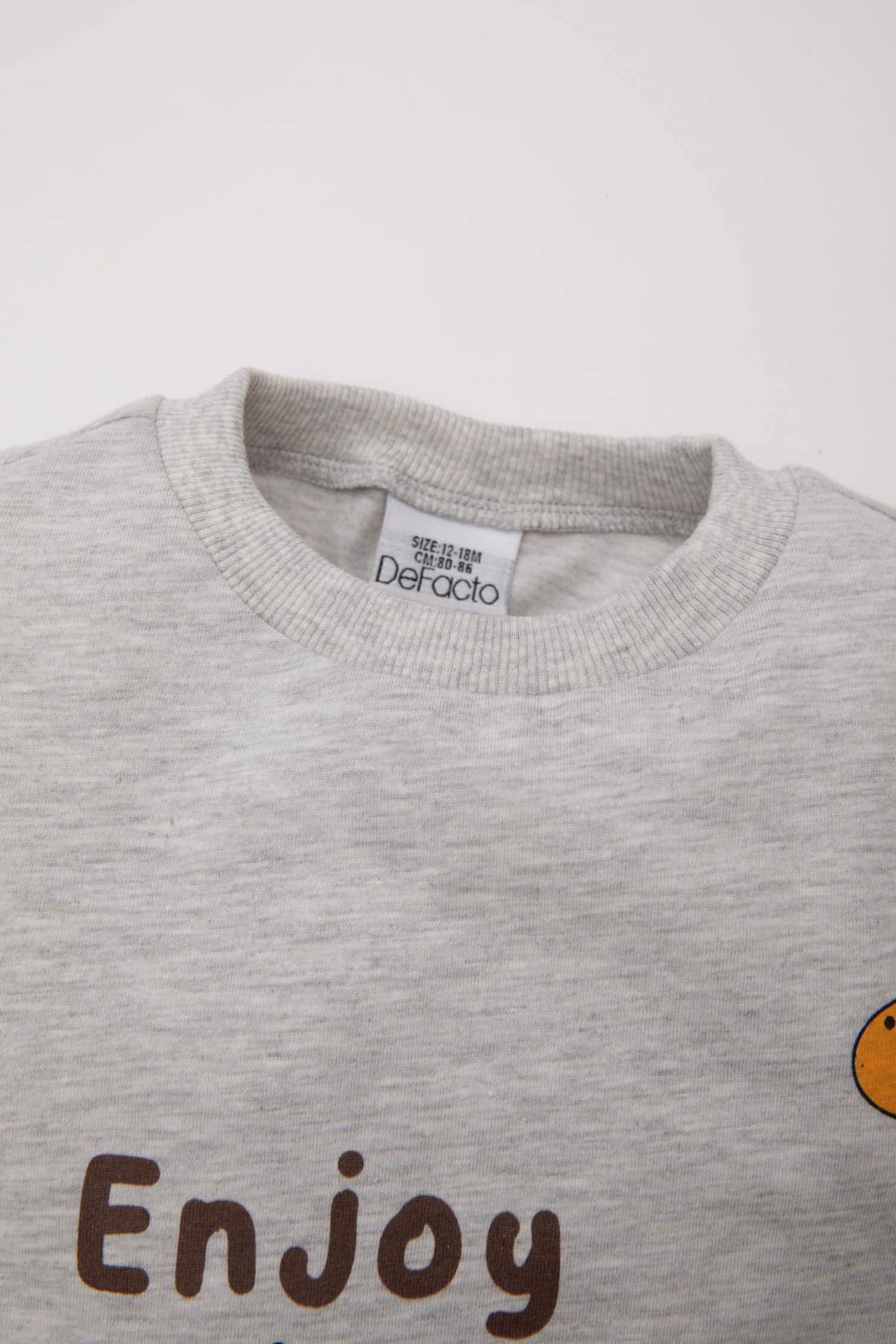 Erkek Bebek 2'li Takım Bisiklet Yaka Baskılı Kısa Kollu Tişört Şort