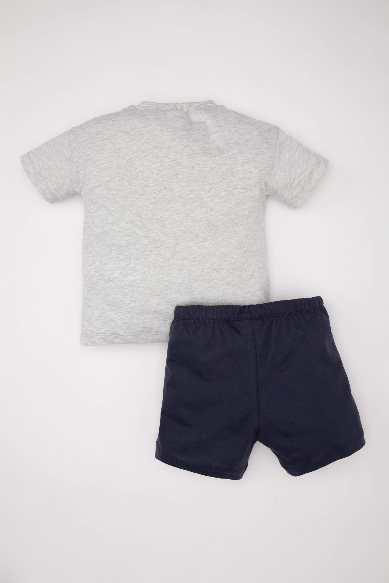 Erkek Bebek 2'li Takım Bisiklet Yaka Baskılı Kısa Kollu Tişört Şort