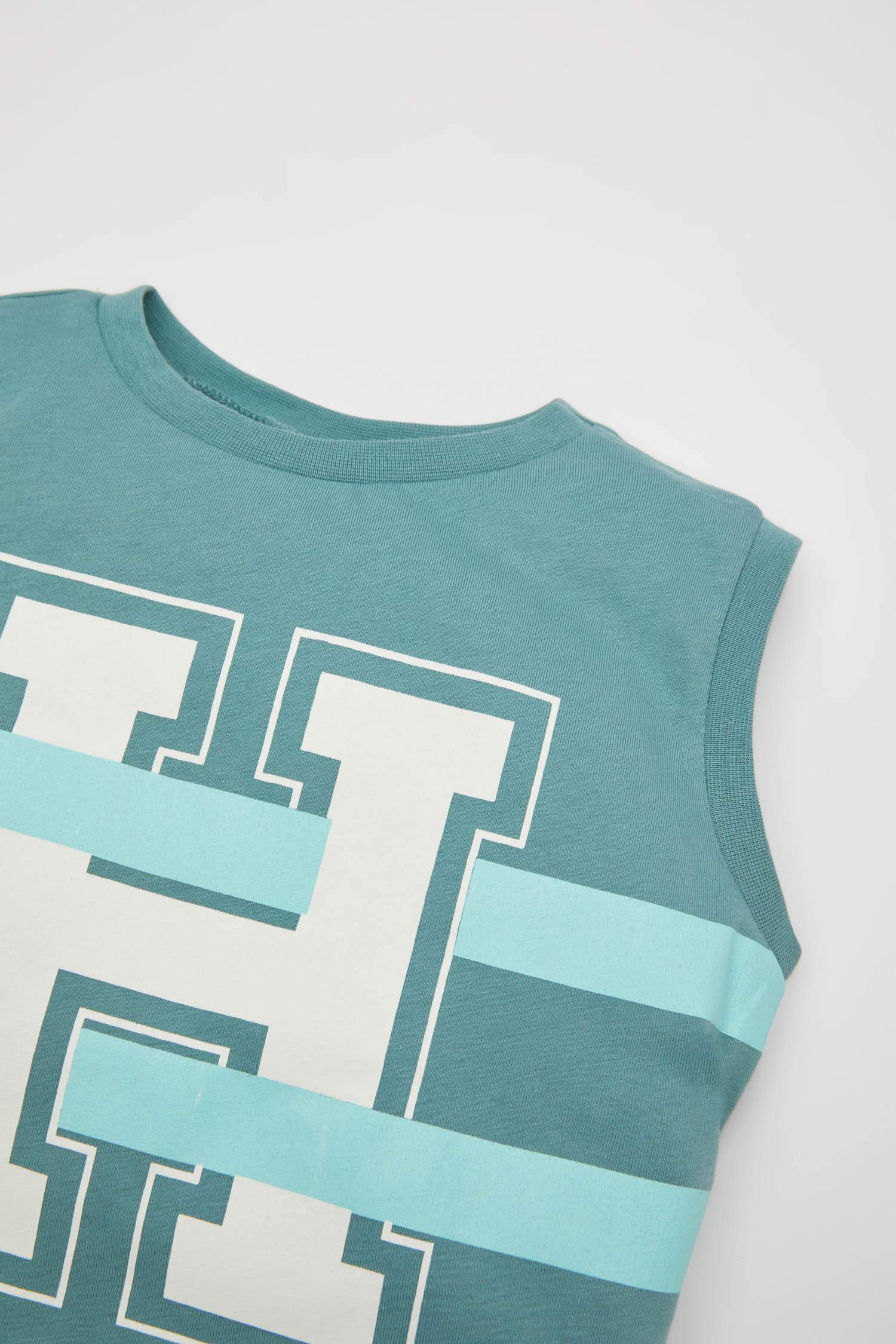 Erkek Bebek Bisiklet Yaka Baskılı Atlet