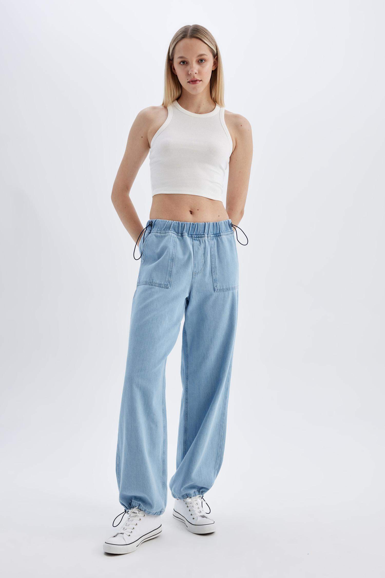 Parachute Cargo High Waist Long Jeans