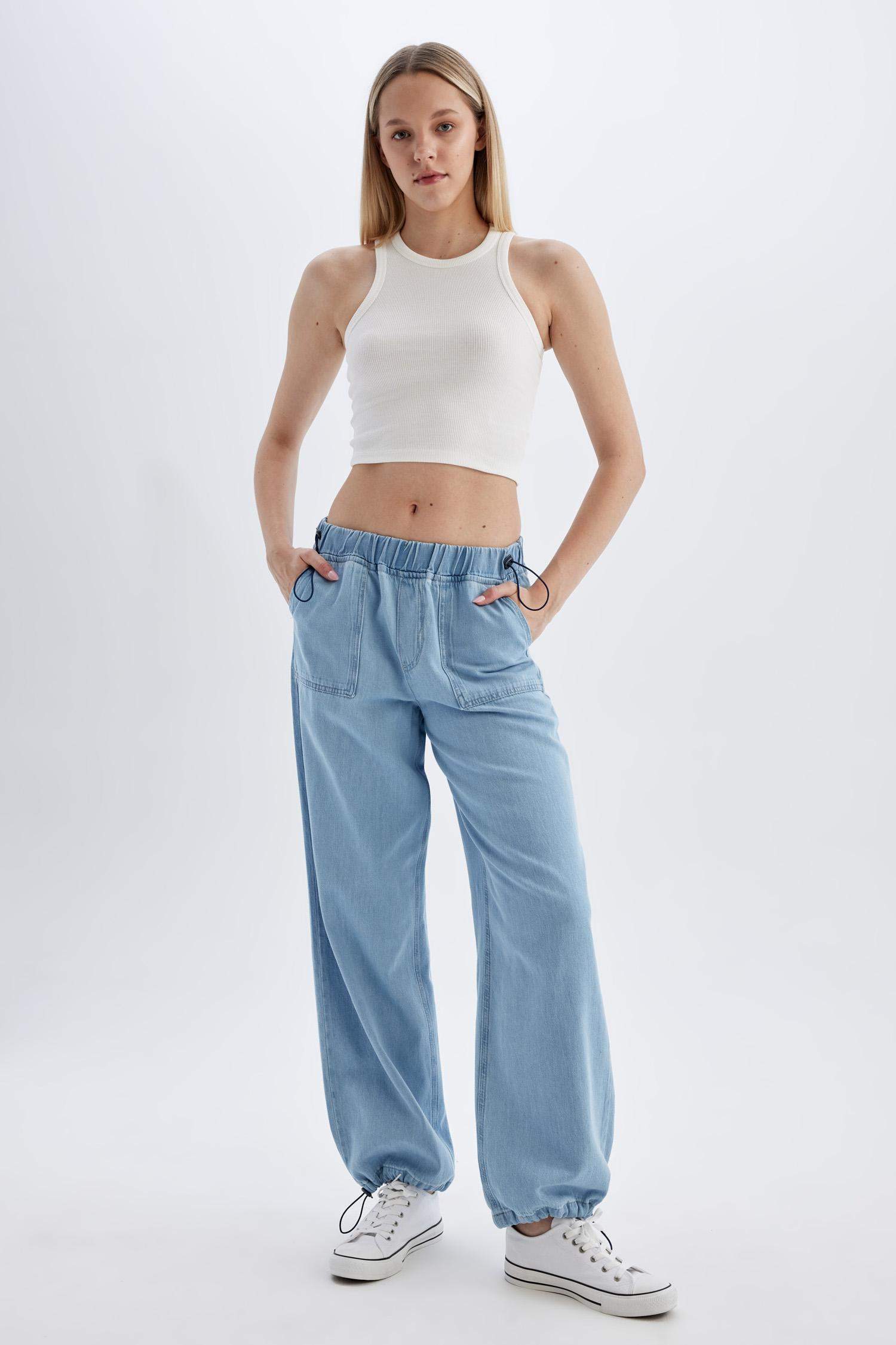Parachute Cargo High Waist Long Jeans