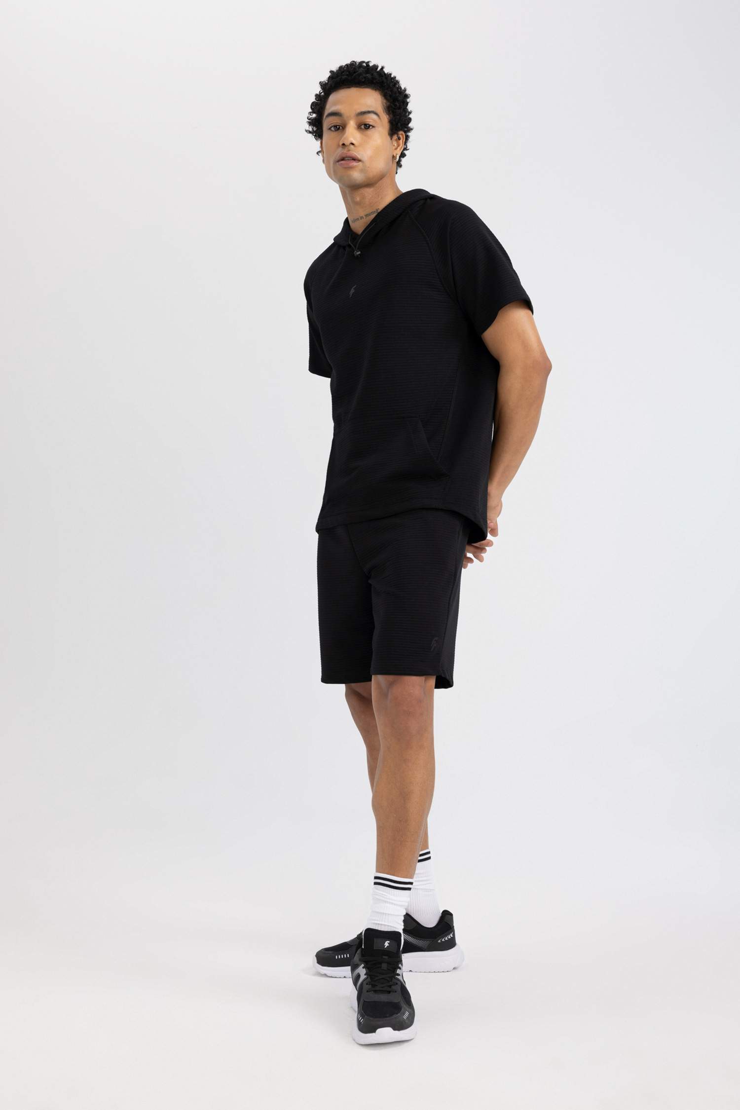 DeFactoFit Standard Fit Hooded Short Sleeve T-Shirt