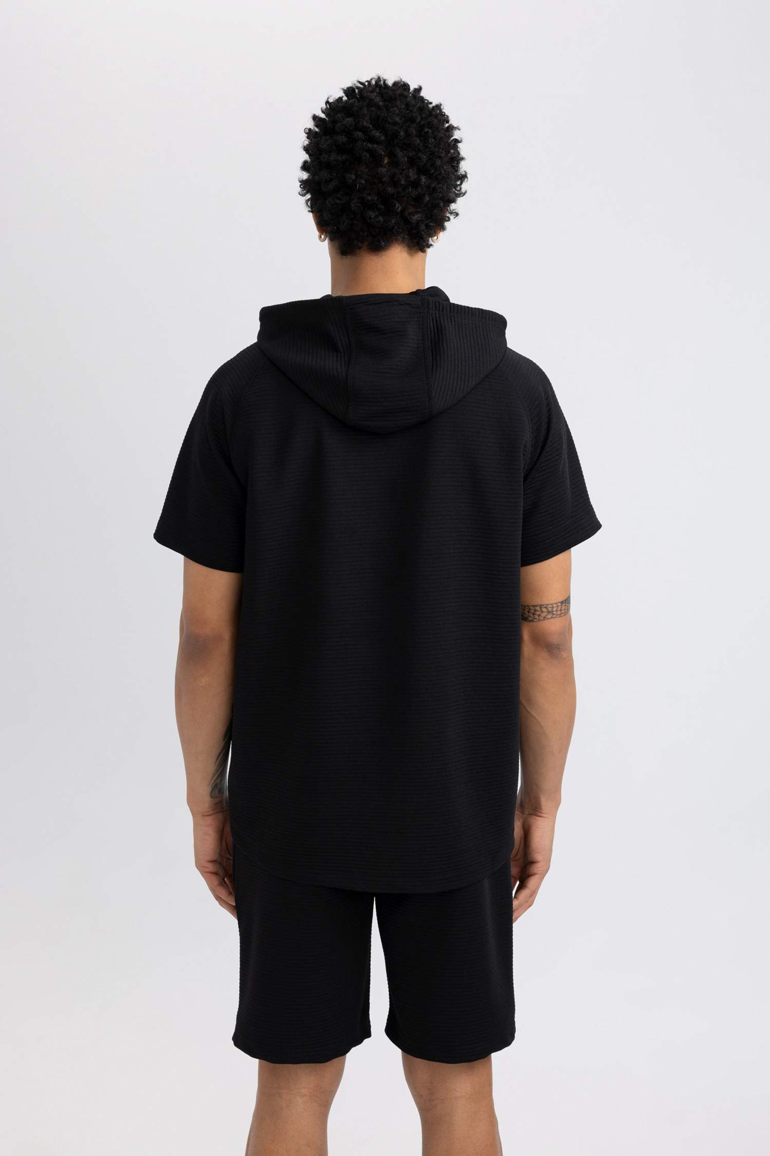 DeFactoFit Standard Fit Hooded Short Sleeve T-Shirt