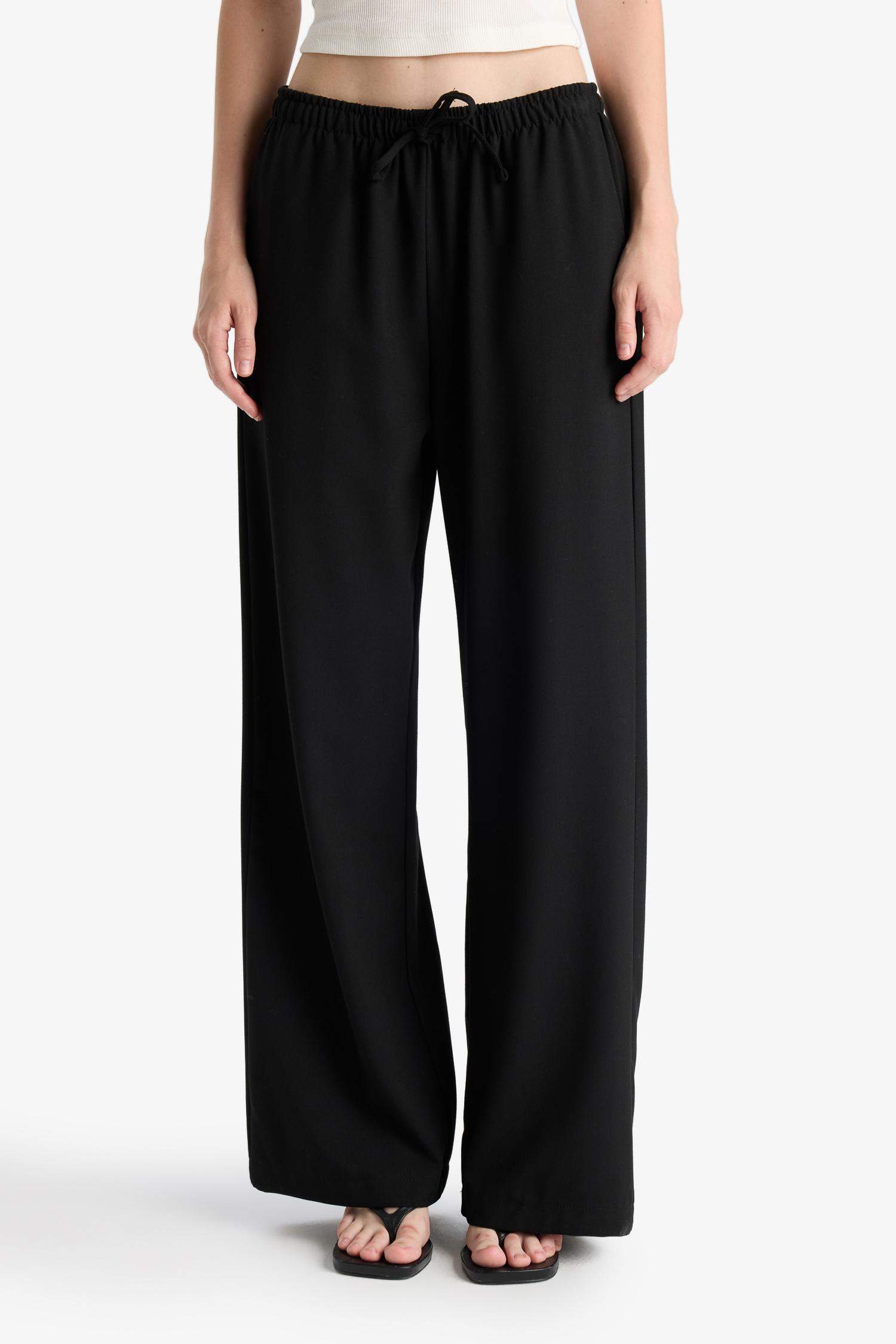 بنطلون وايد ليج برجل واسع وخصر عادي