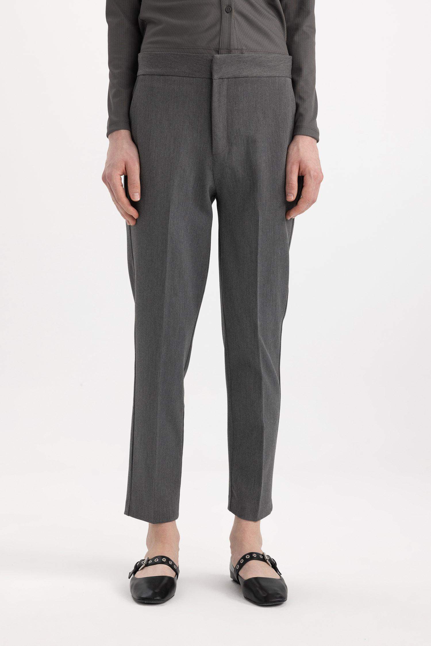 Klasik Chino Kumaş Pantolon Normal Bel Basic Düz Cepli Bilek Boy