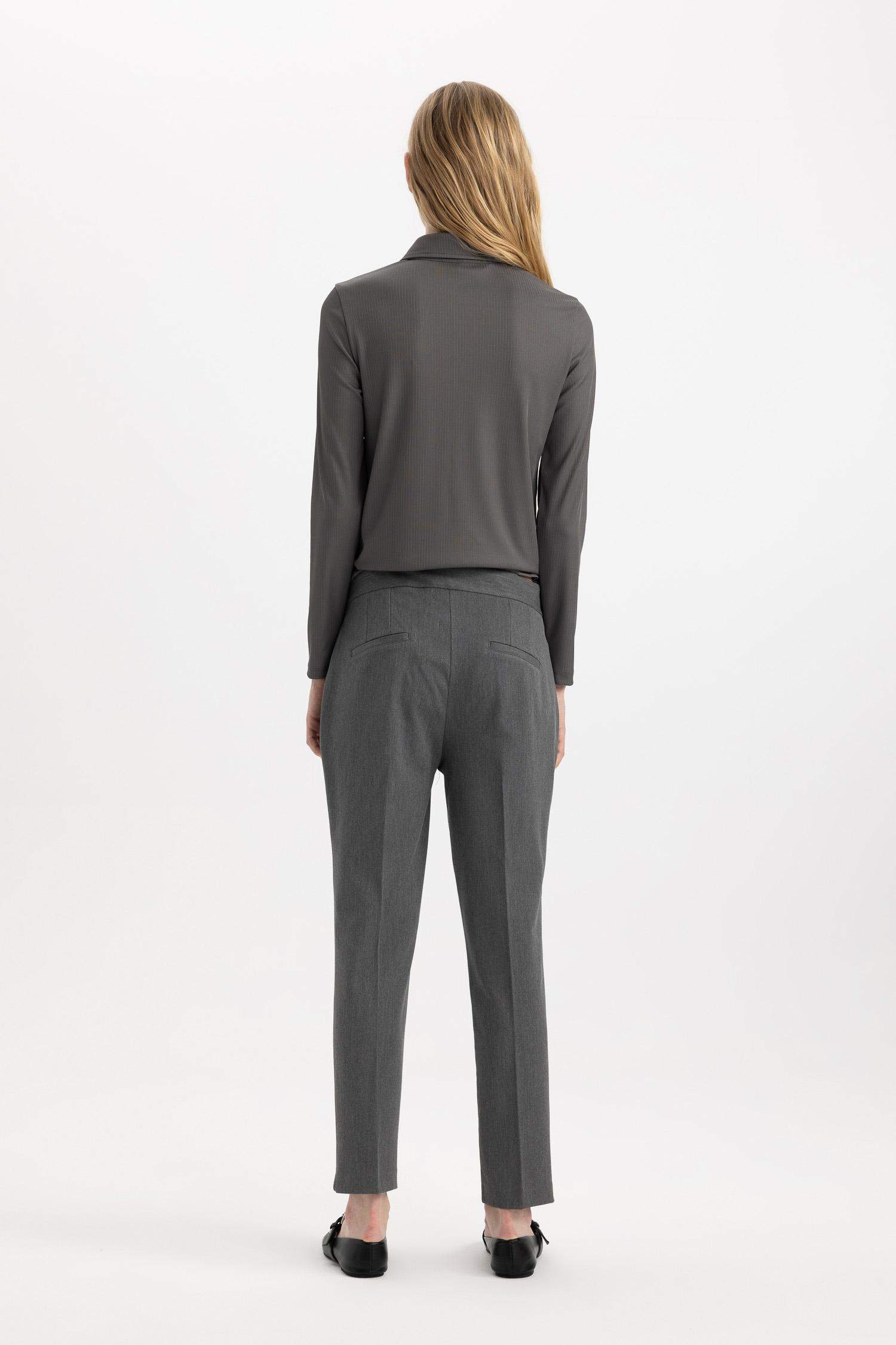 Klasik Chino Kumaş Pantolon Normal Bel Basic Düz Cepli Bilek Boy