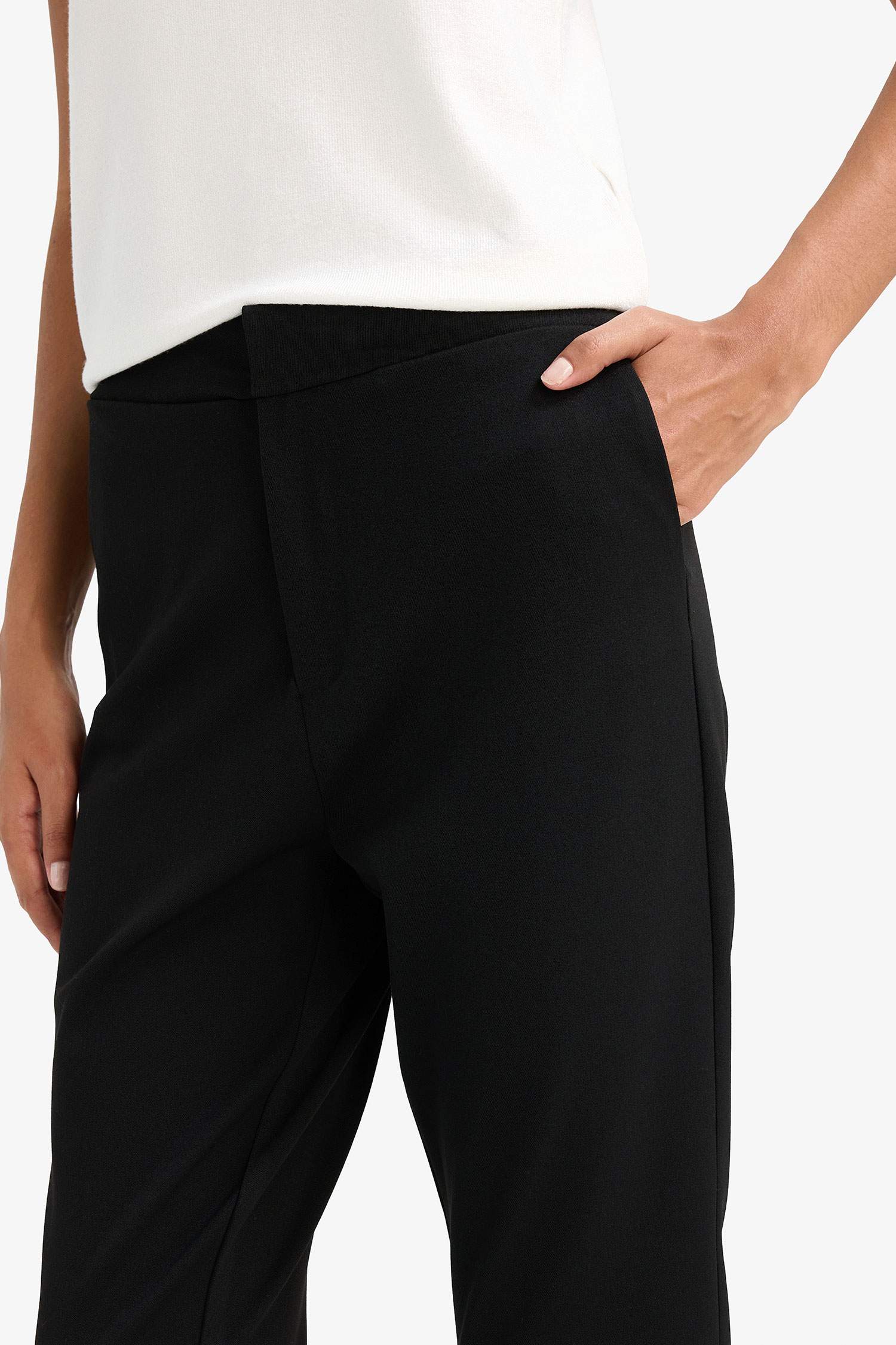 Klasik Chino Kumaş Pantolon Normal Bel Basic Düz Cepli Bilek Boy