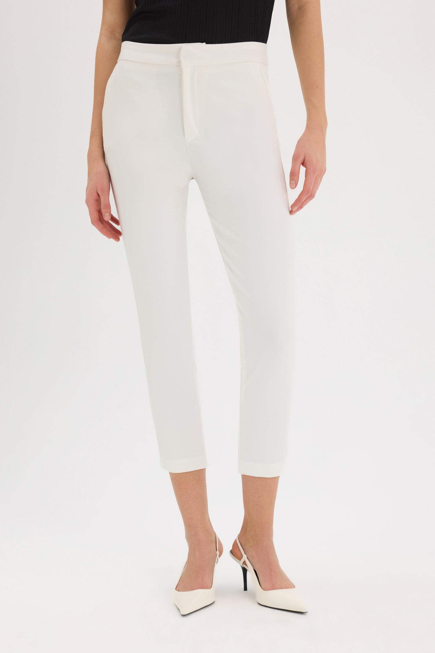 Klasik Chino Kumaş Pantolon Normal Bel Basic Düz Cepli Bilek Boy