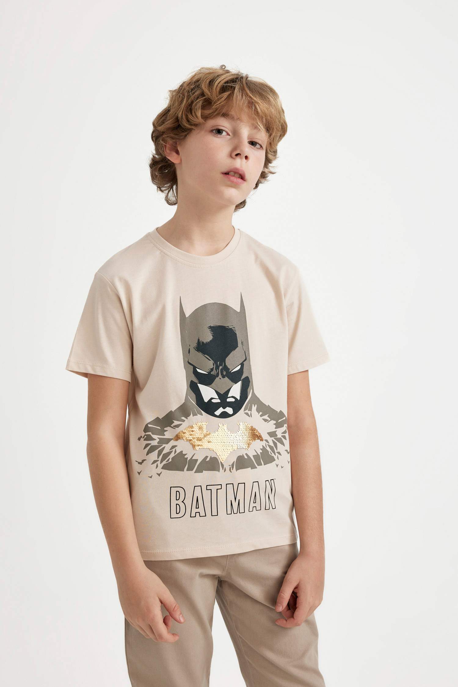 Erkek Çocuk Batman Bisiklet Yaka Kısa Kollu Tişört