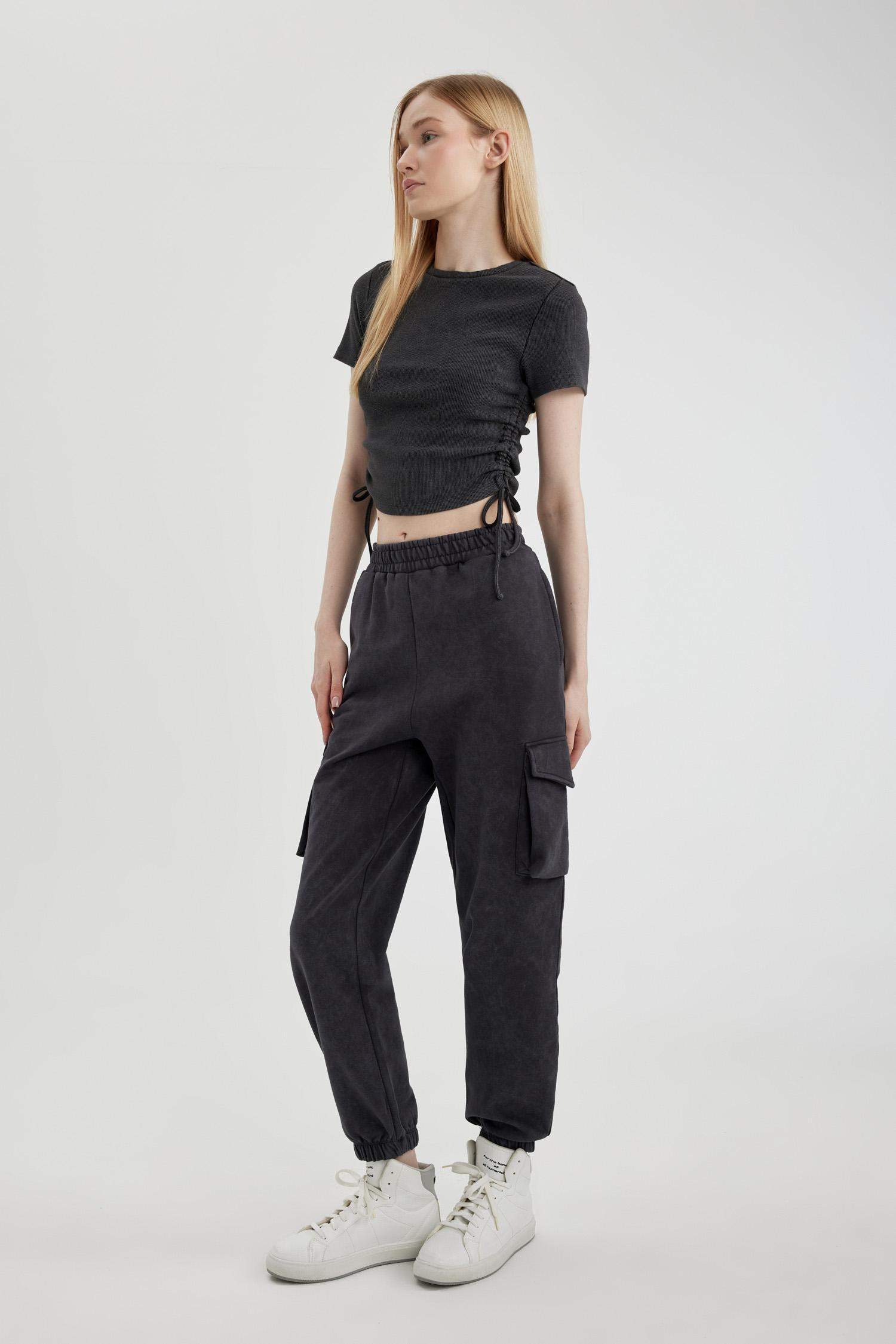 Coool Basic Düz Beli Paçası Lastikli Kargo Cepli Jogger Eşofman Altı