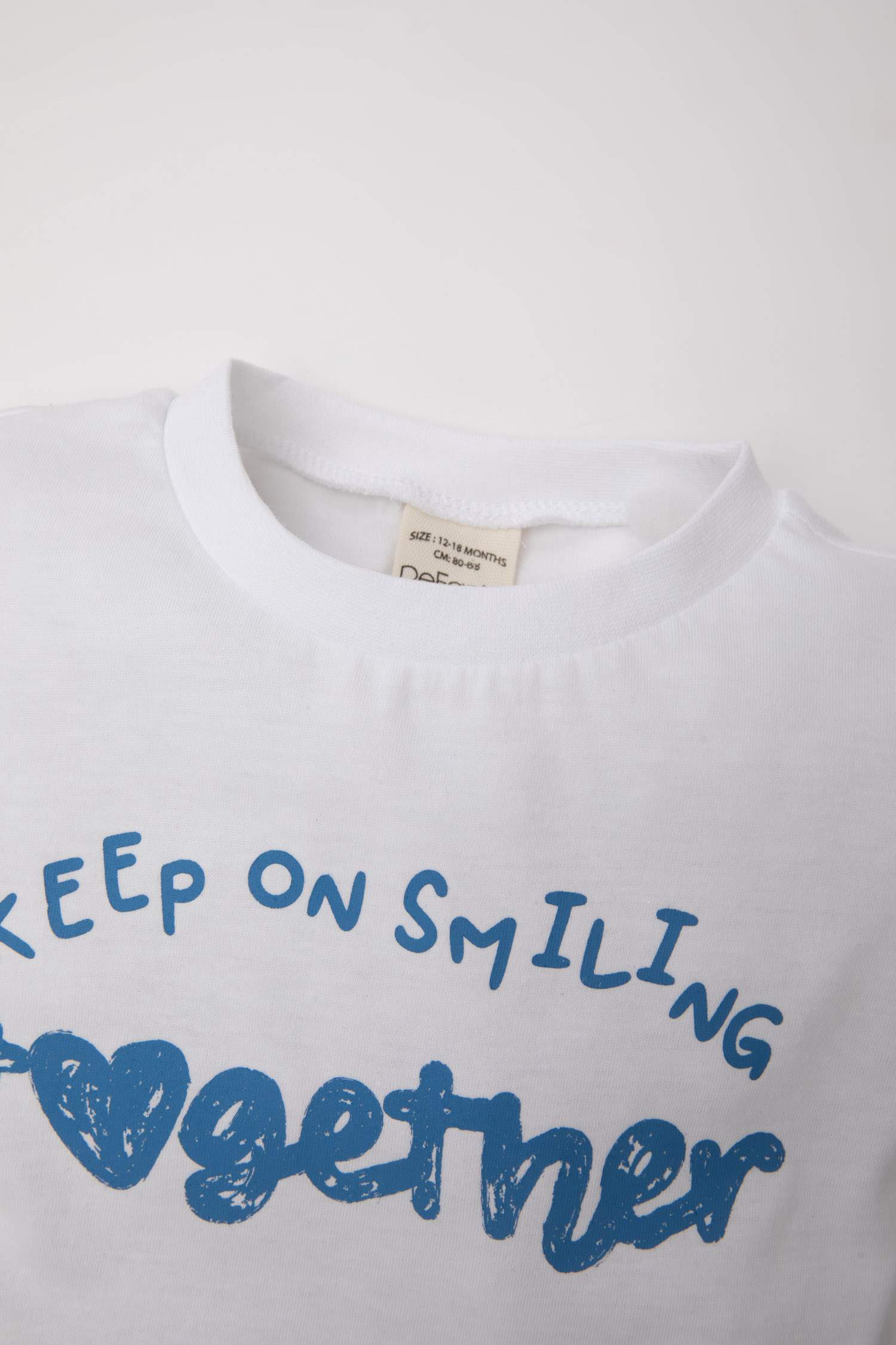 Kız Bebek Bisiklet Yaka Baskılı Kısa Kollu Tişört