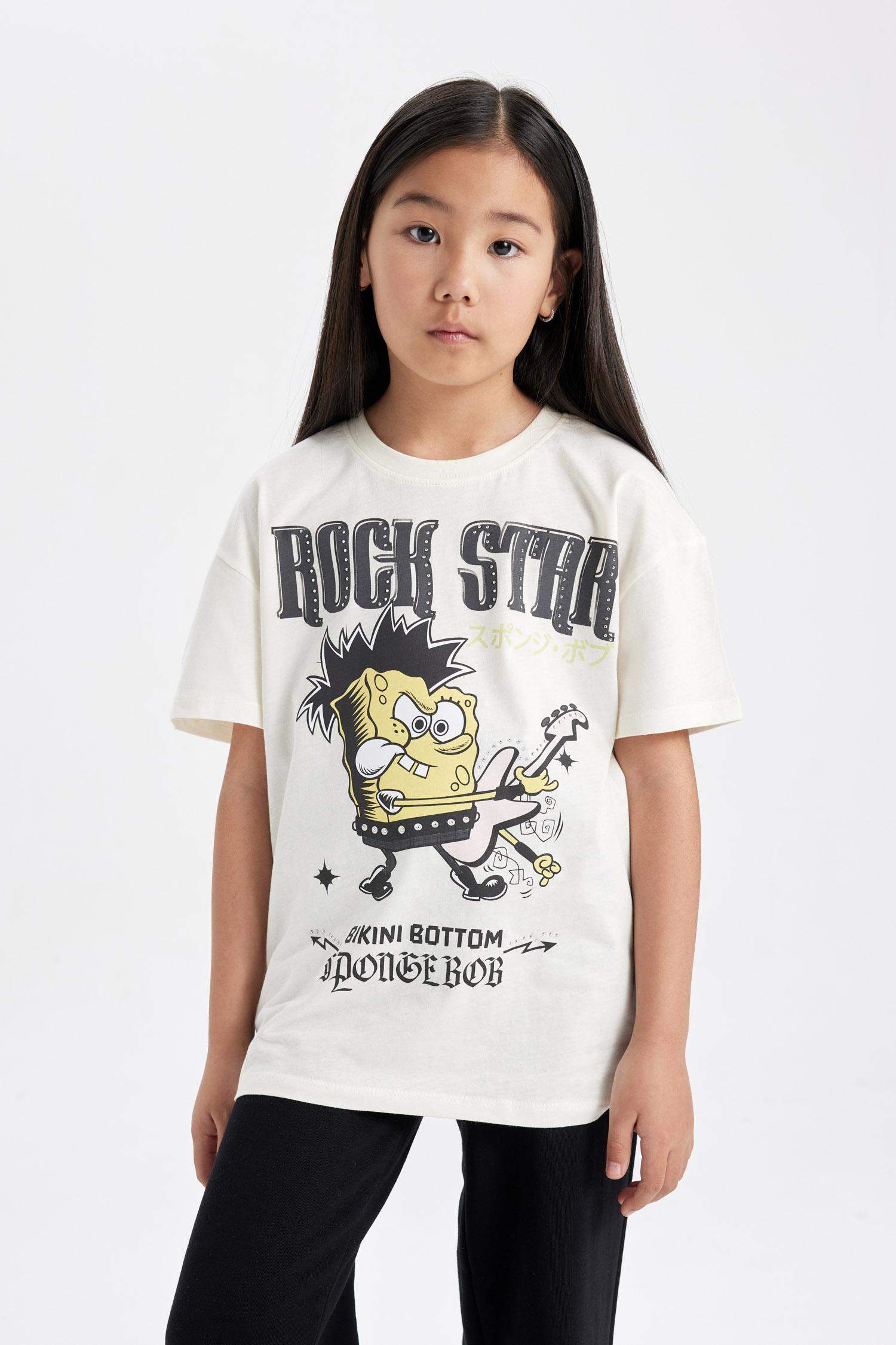 تيشيرت بناتي اوفر سايز نص ردن من سبونج بوب