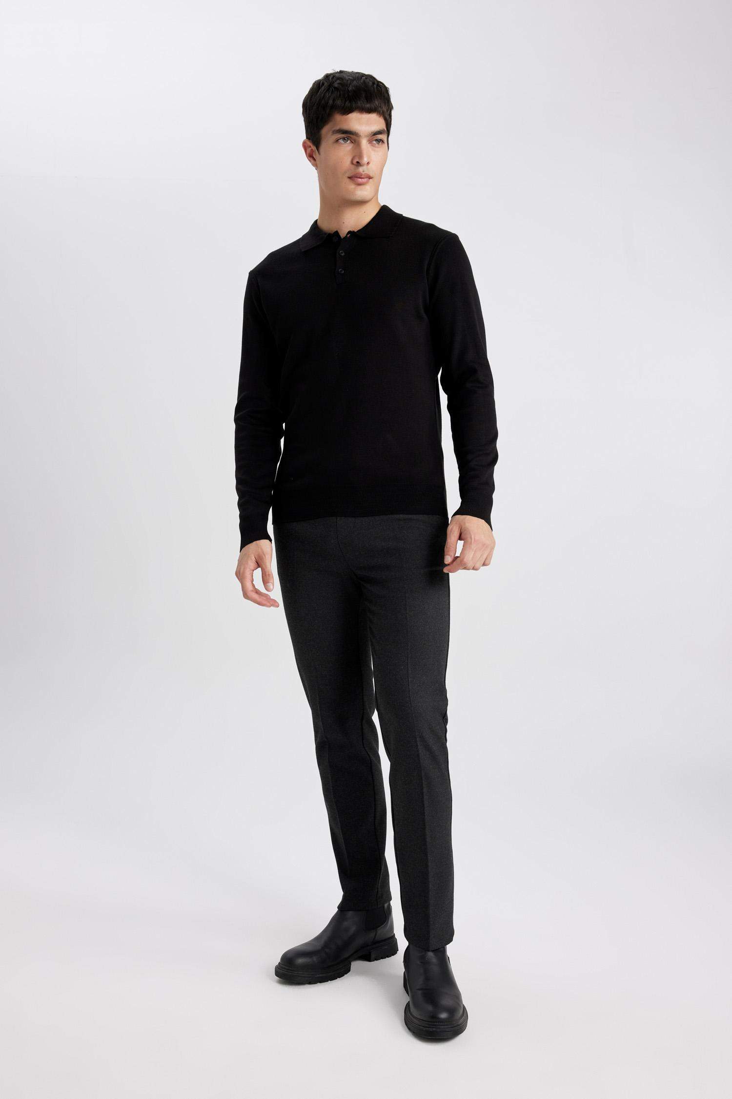 jogger Regular Hem Wool Look Trousers