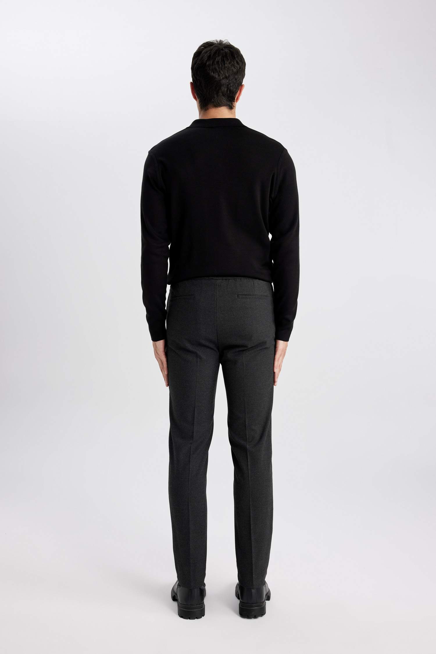 jogger Regular Hem Wool Look Trousers