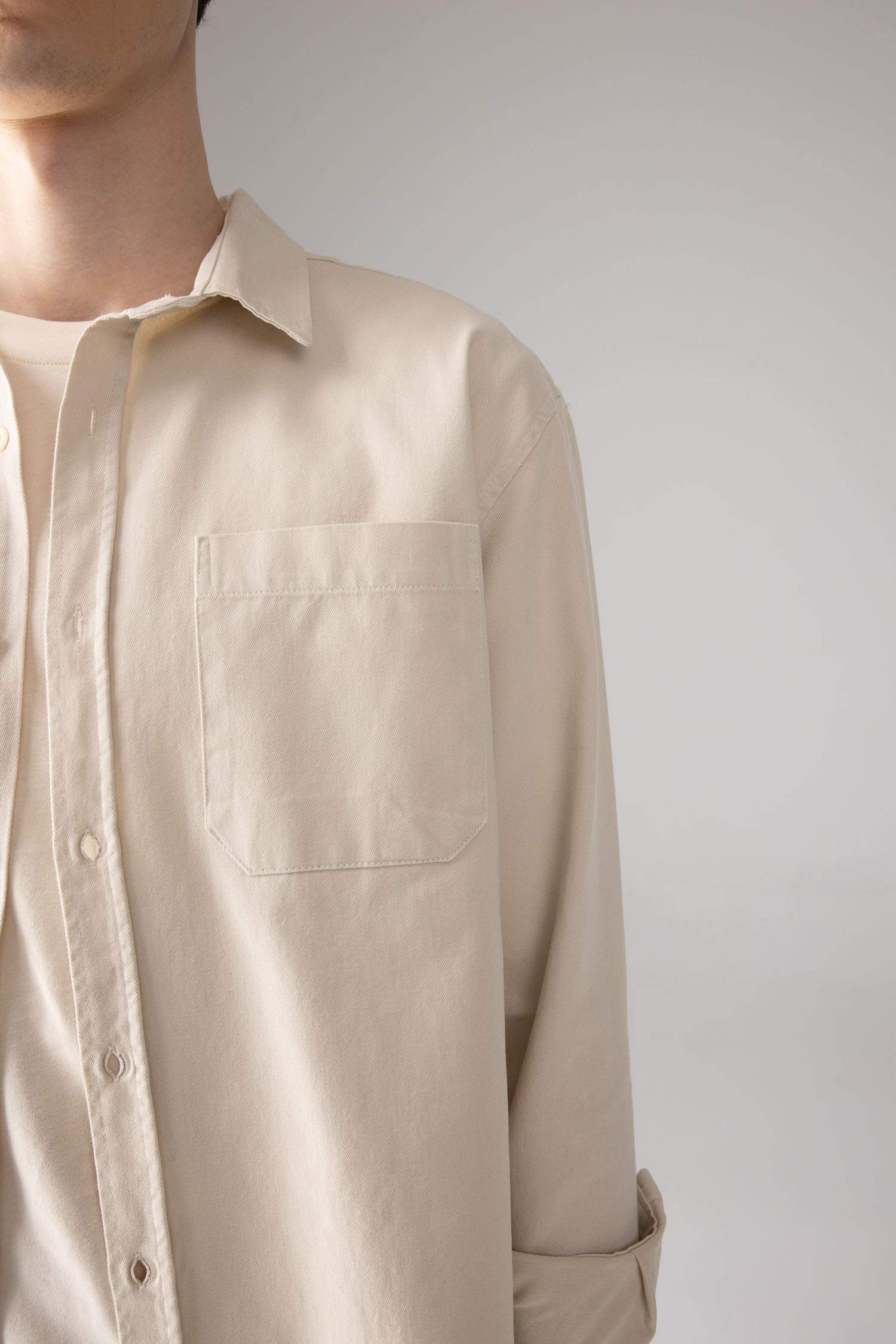 %100 Pamuk Relax Fit Polo Yaka Basic Düz Gabardin Uzun Kollu Gömlek