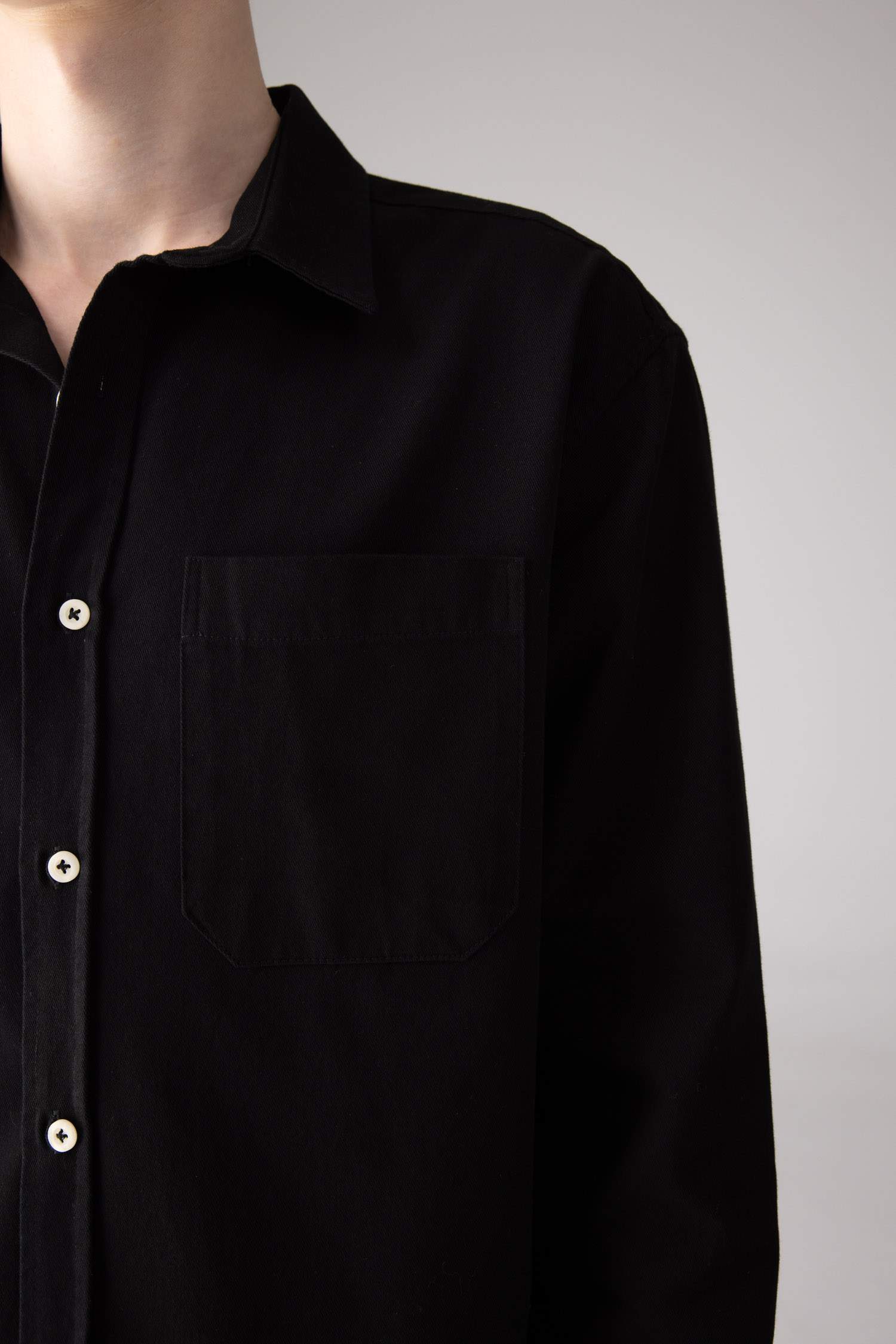 Relax Fit Polo Collar Gabardine Long Sleeve Shirt