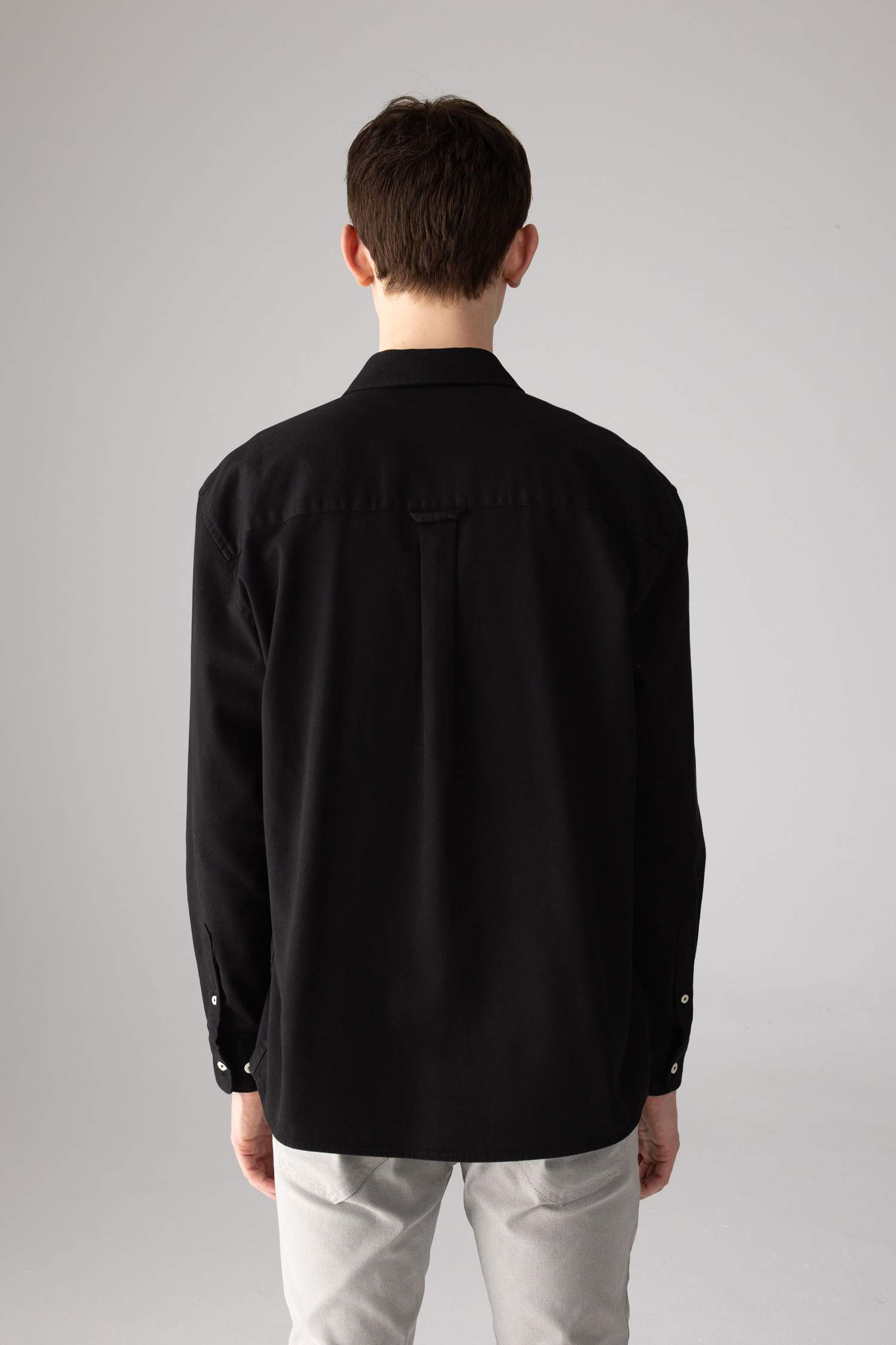 Relax Fit Polo Collar Gabardine Long Sleeve Shirt