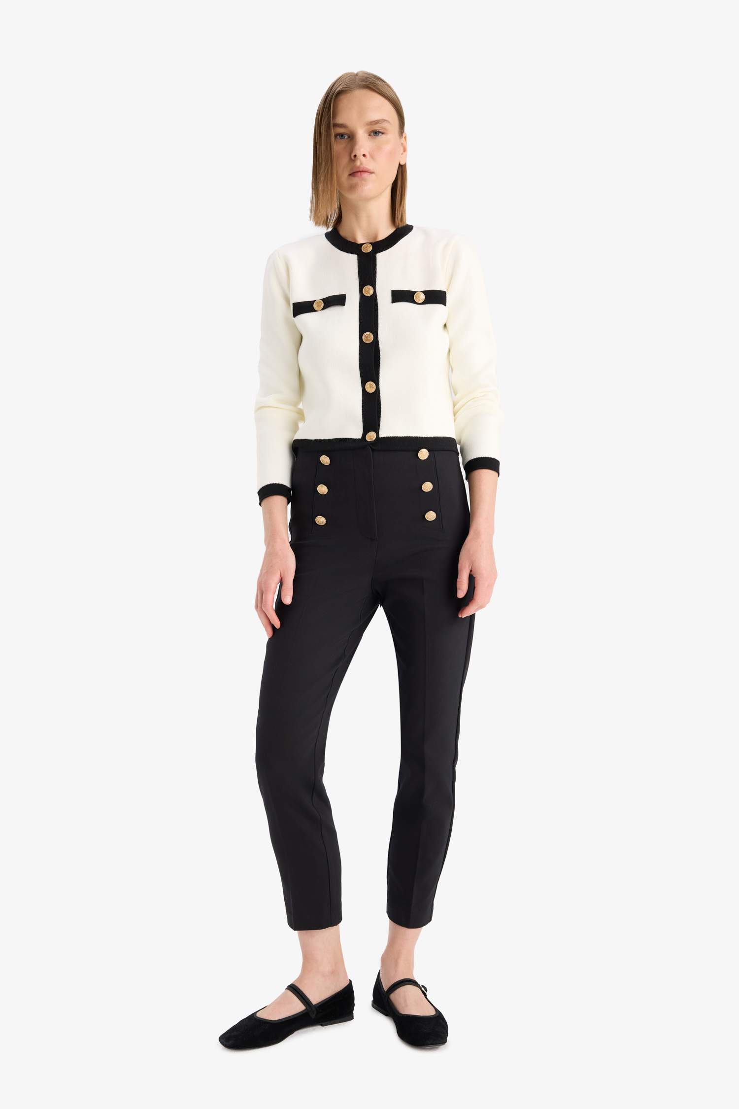 Regular Fit Bisiklet Yaka Düğmeli Triko Hırka