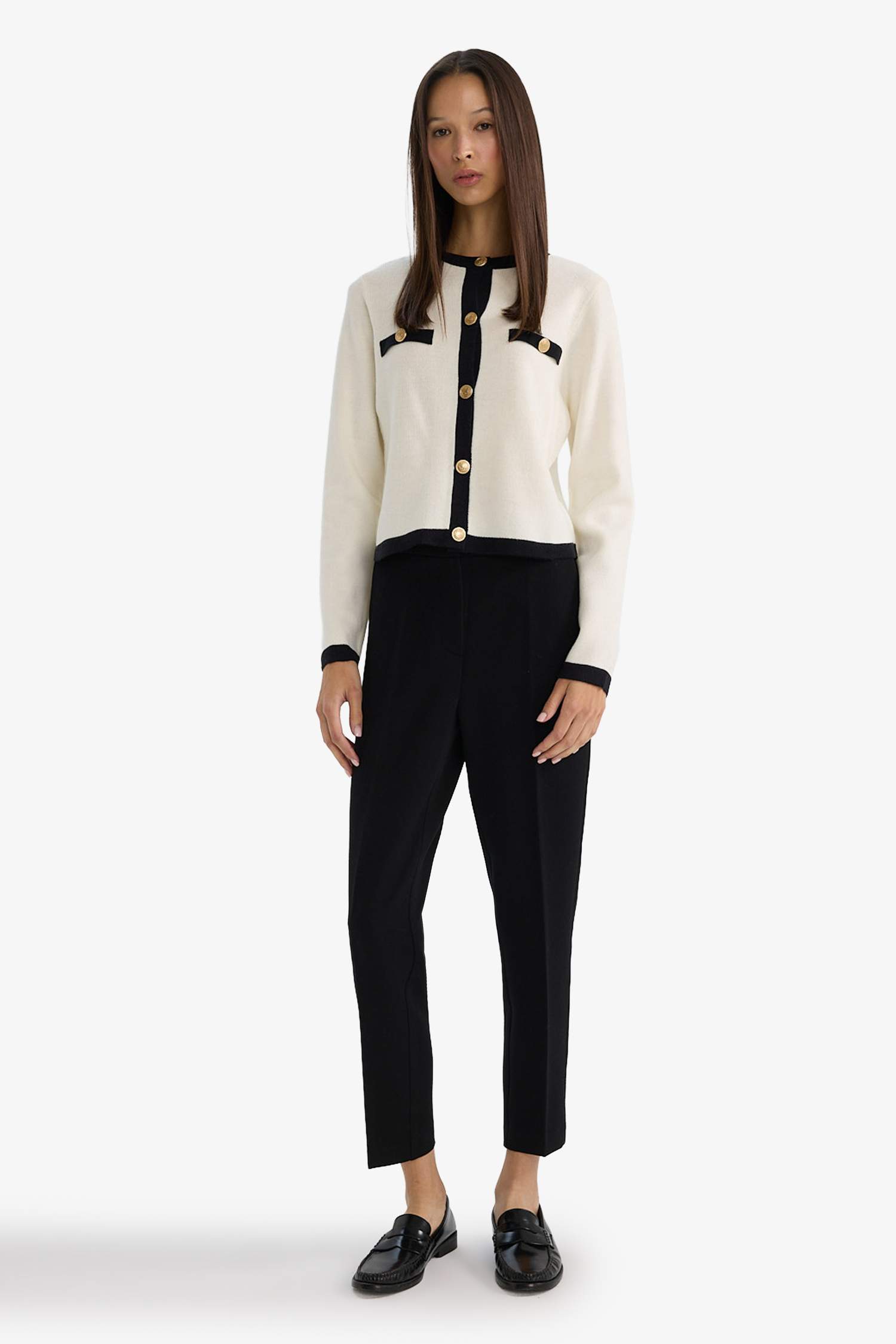 Regular Fit Bisiklet Yaka Düğmeli Triko Hırka