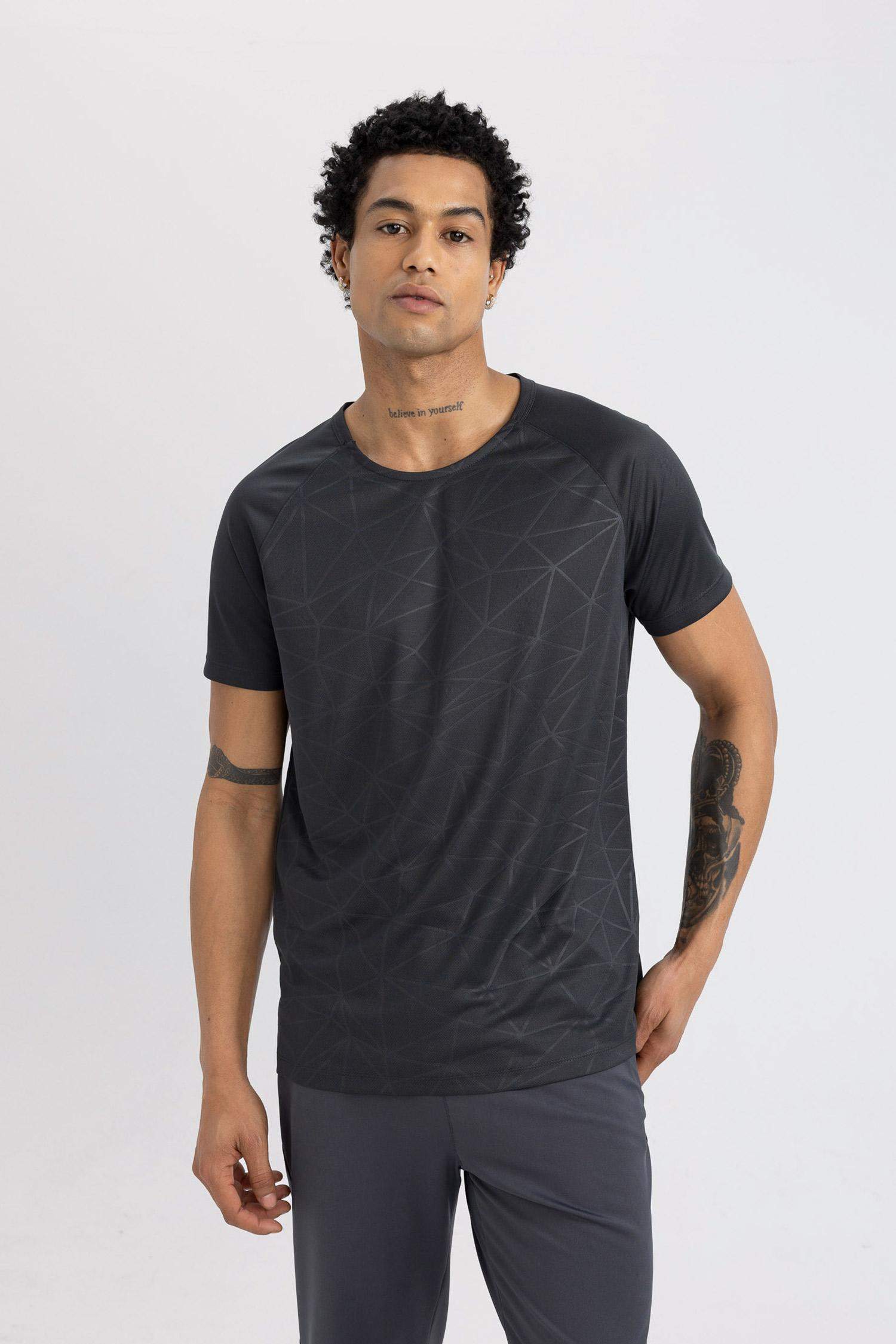 DeFactoFit Standard Fit Crew Neck Patterned T-Shirt