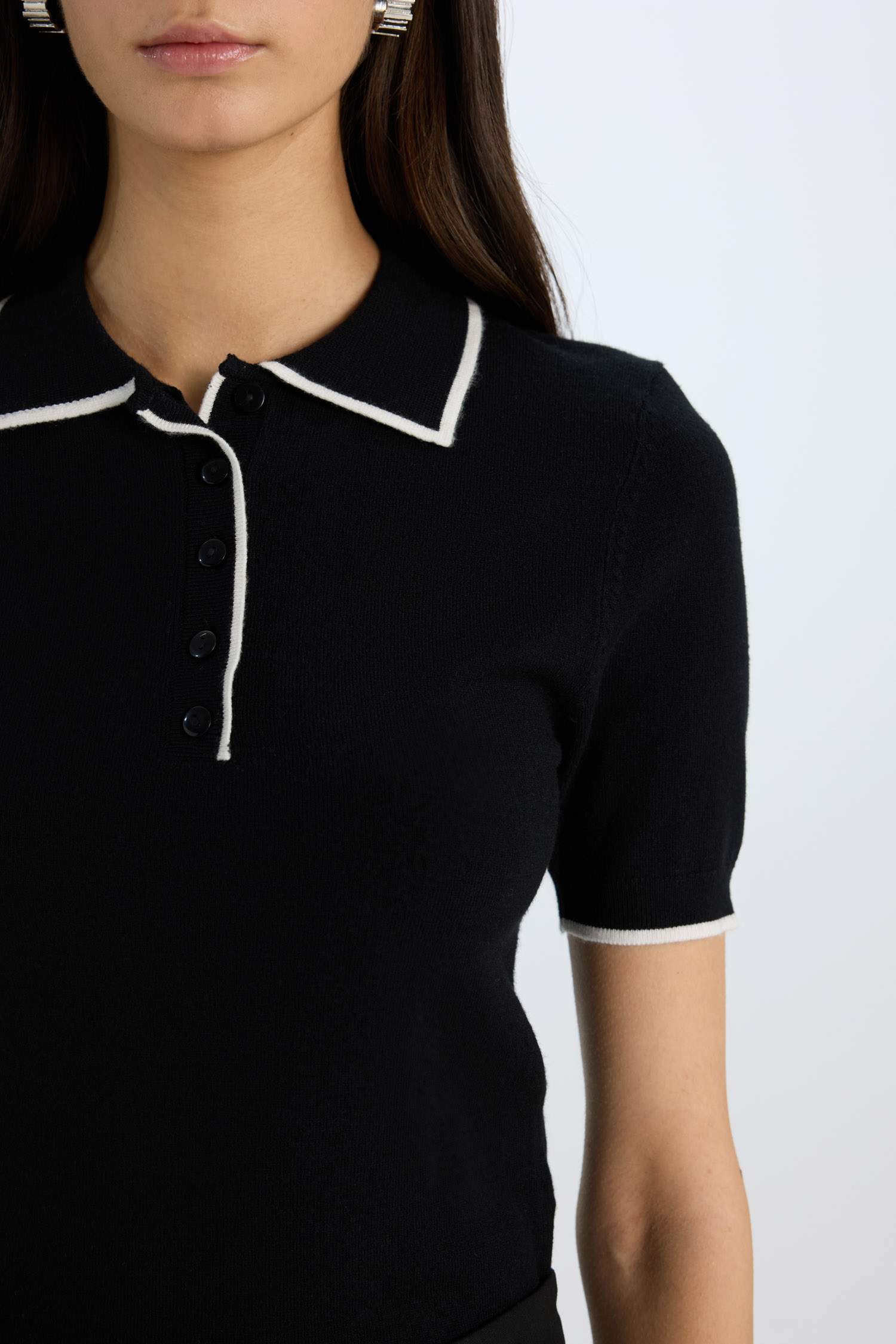 Fitted Polo Yaka Kısa Kollu Triko Tişört