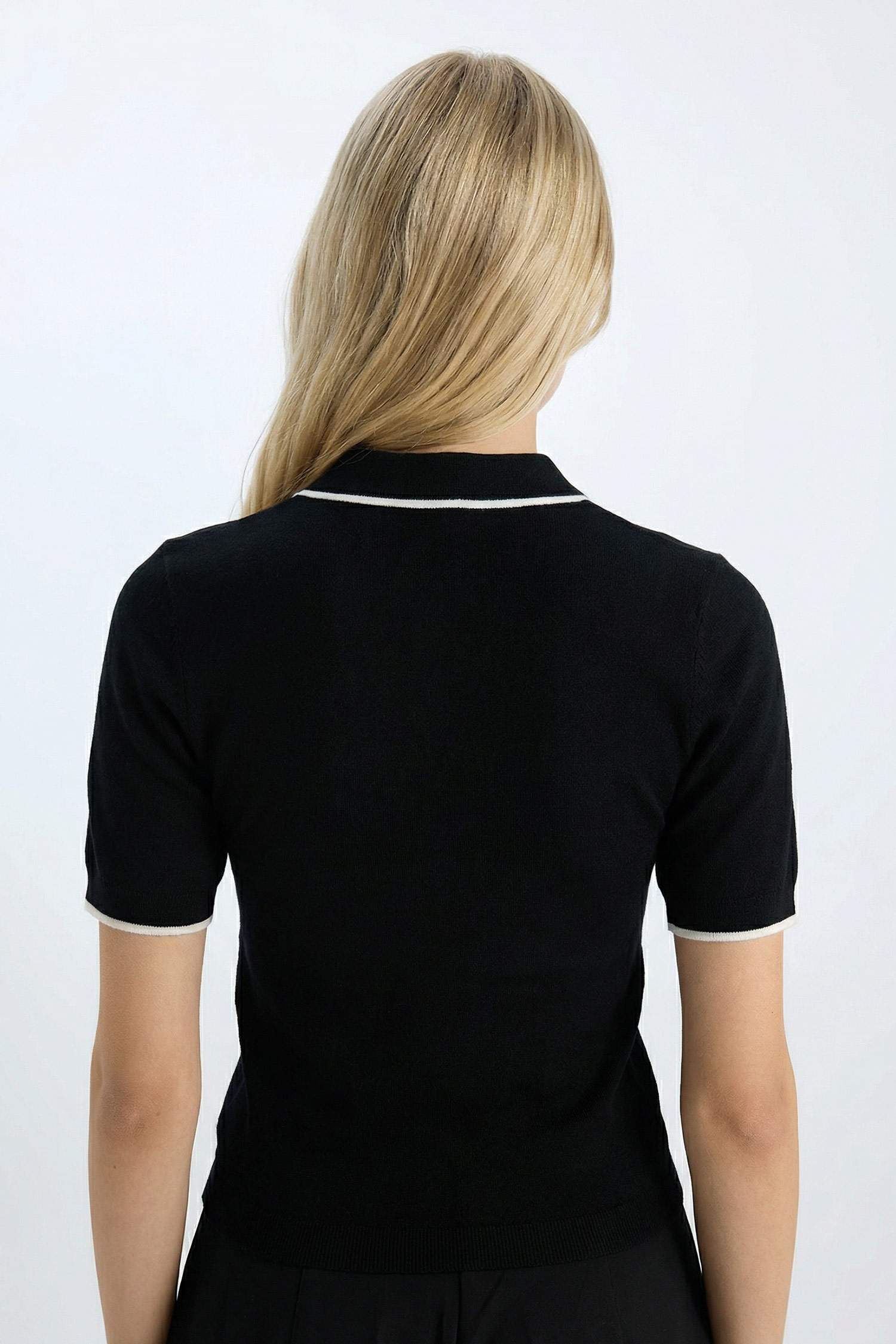 Fitted Polo Yaka Kısa Kollu Triko Tişört