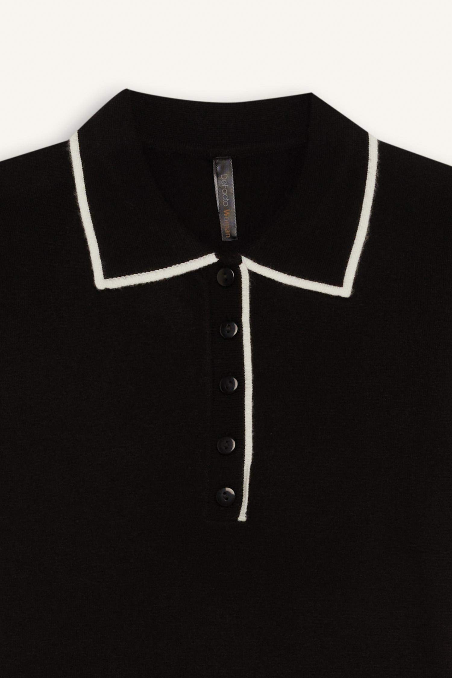 Fitted Polo Yaka Kısa Kollu Triko Tişört