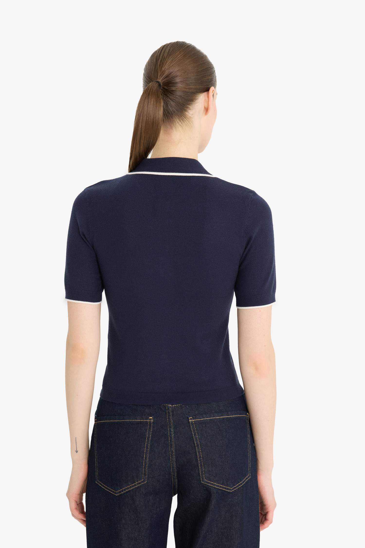 Приталенный свитер Fitted с воротником-поло