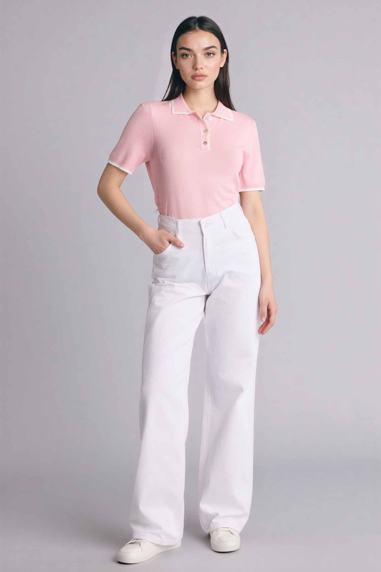 DeFacto Fitted Triko Polo Tişört görsel 2