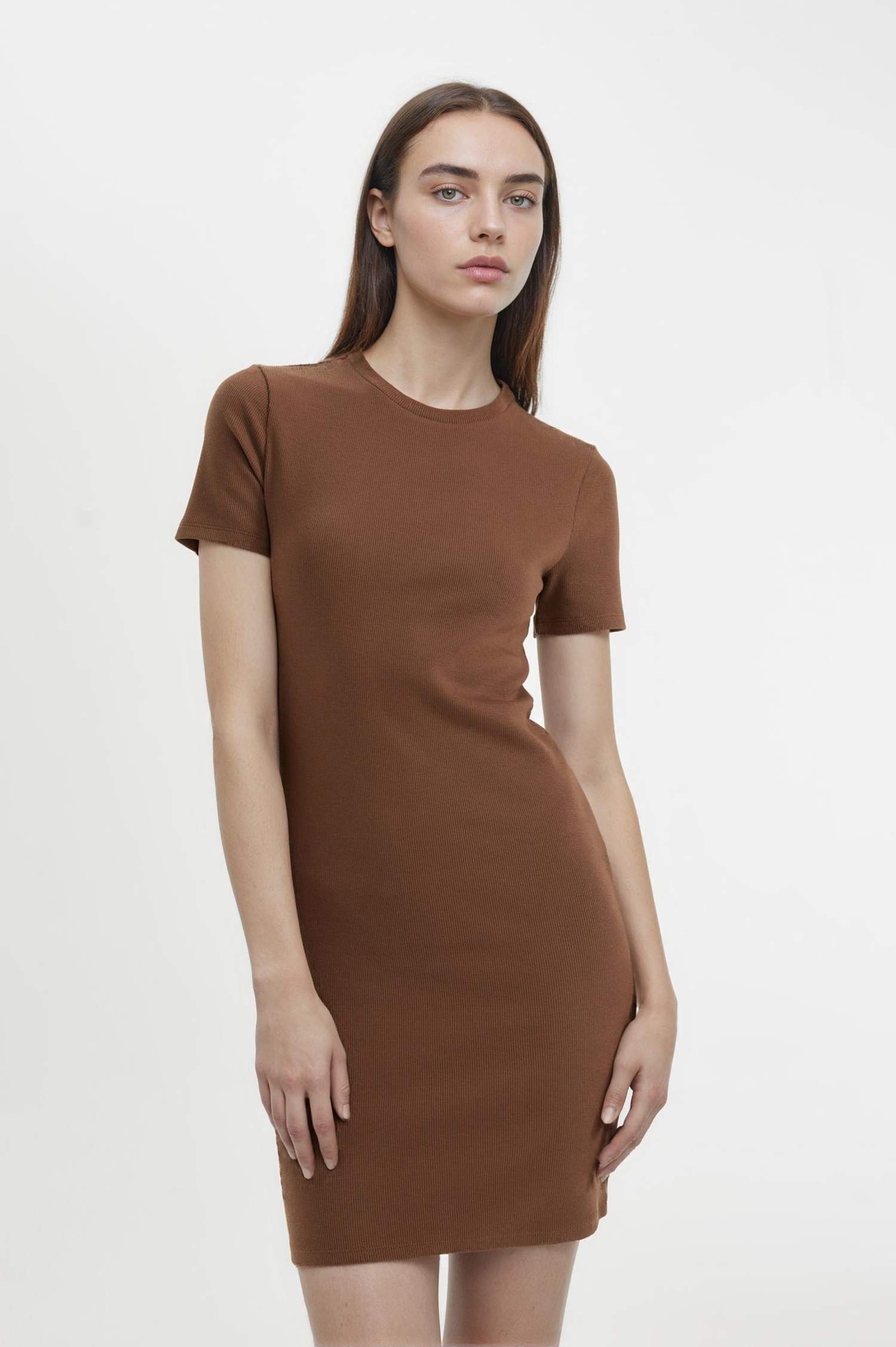 Bodycon Crew Neck Ribbed Camisole Mini Dress