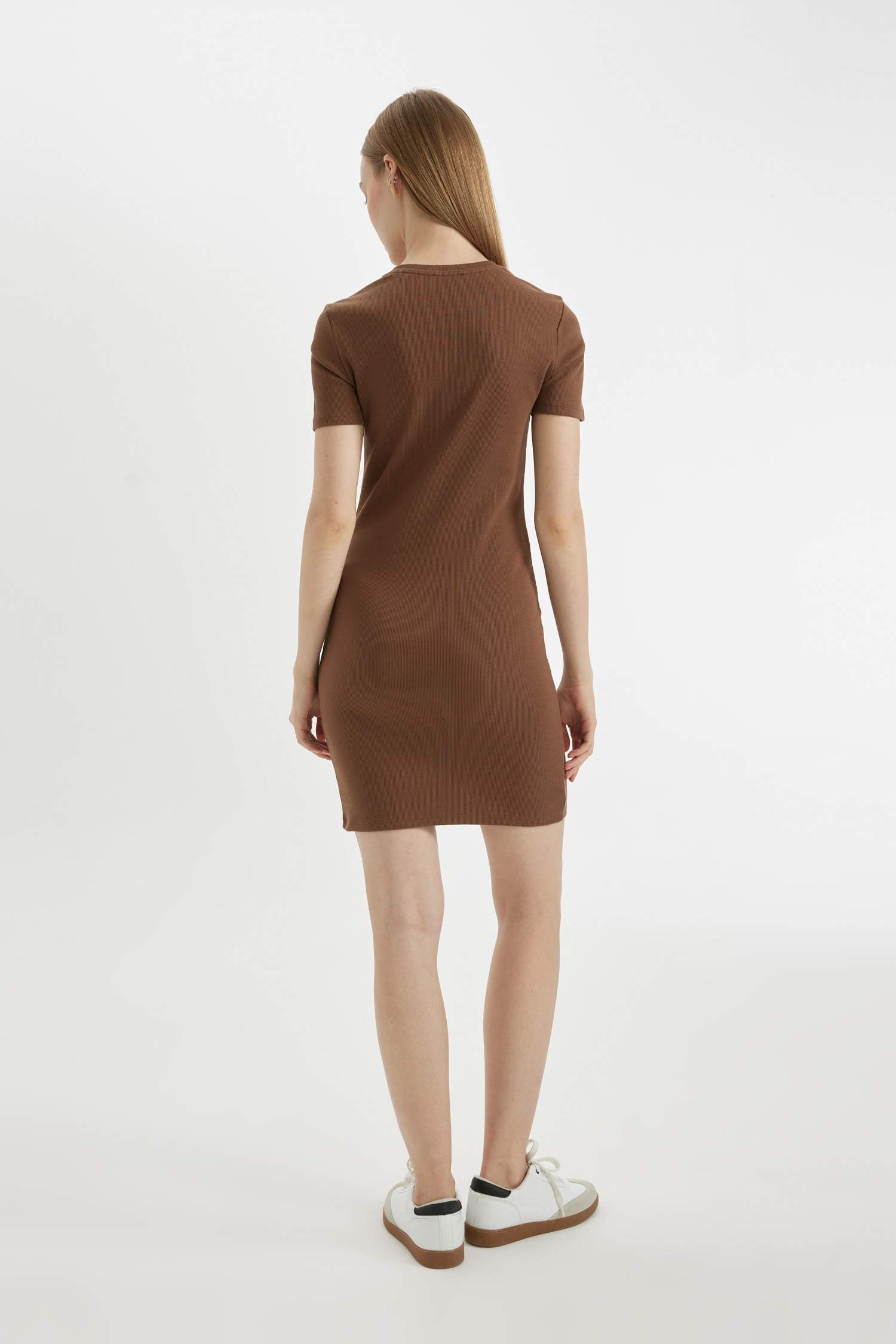 Bodycon Crew Neck Ribbed Camisole Mini Dress